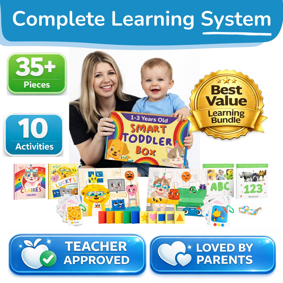Preschool Montessori Learning Kit With Busy Book For Toddlers 1-3- Baby Flash Cards - Quiet
