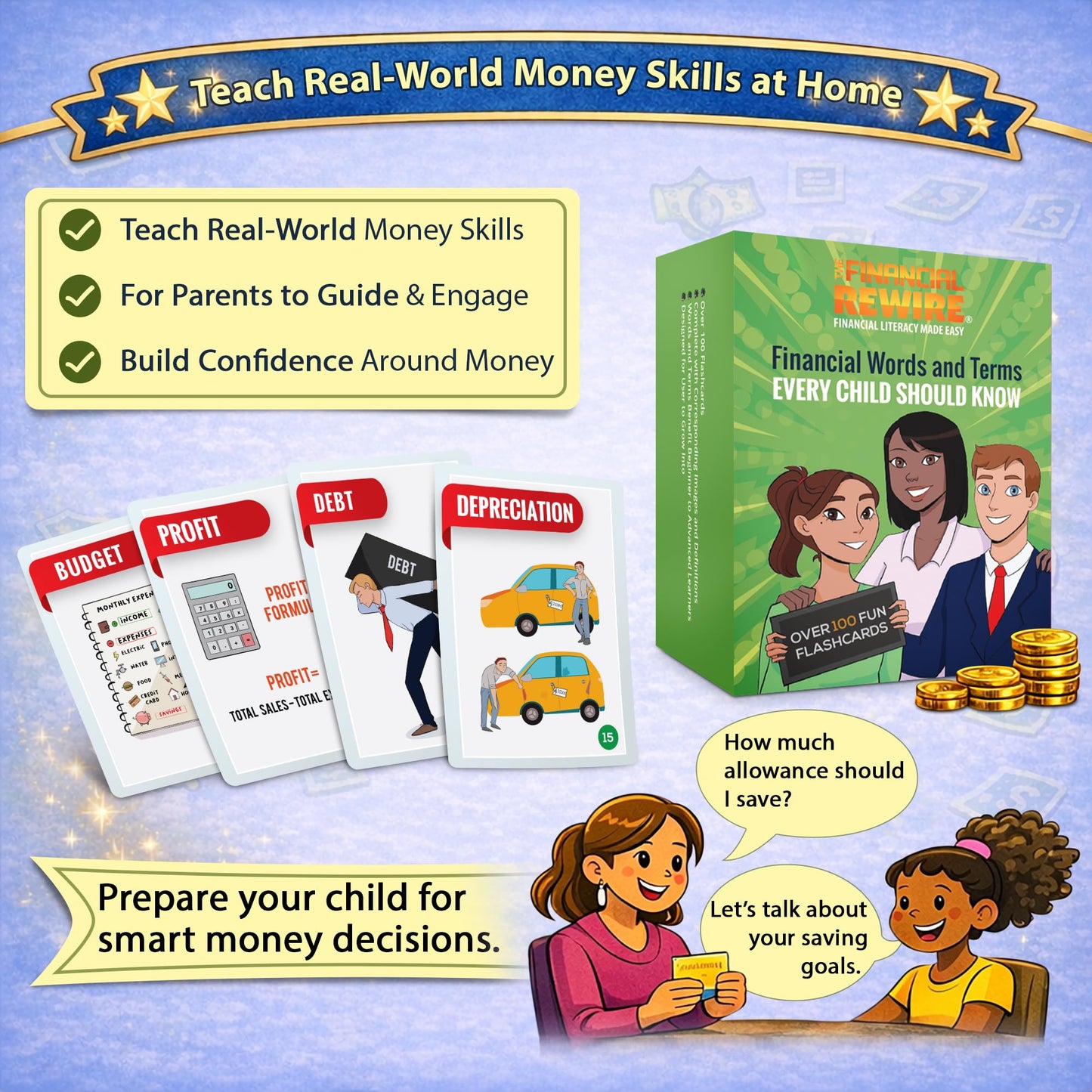 Financial Literacy Flashcards for Kids & Teens | 108 Money & Finance Terms with Images, Definitions