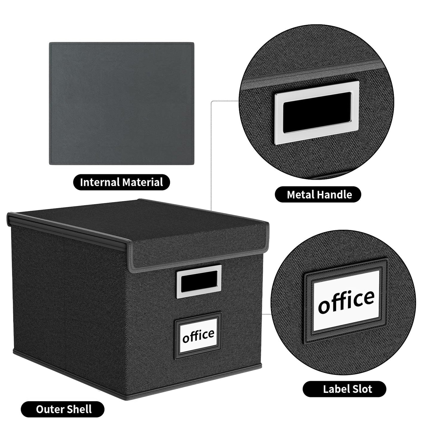 Huolewa File Organizer Box with Lids, Collapsible File Folder Organizer