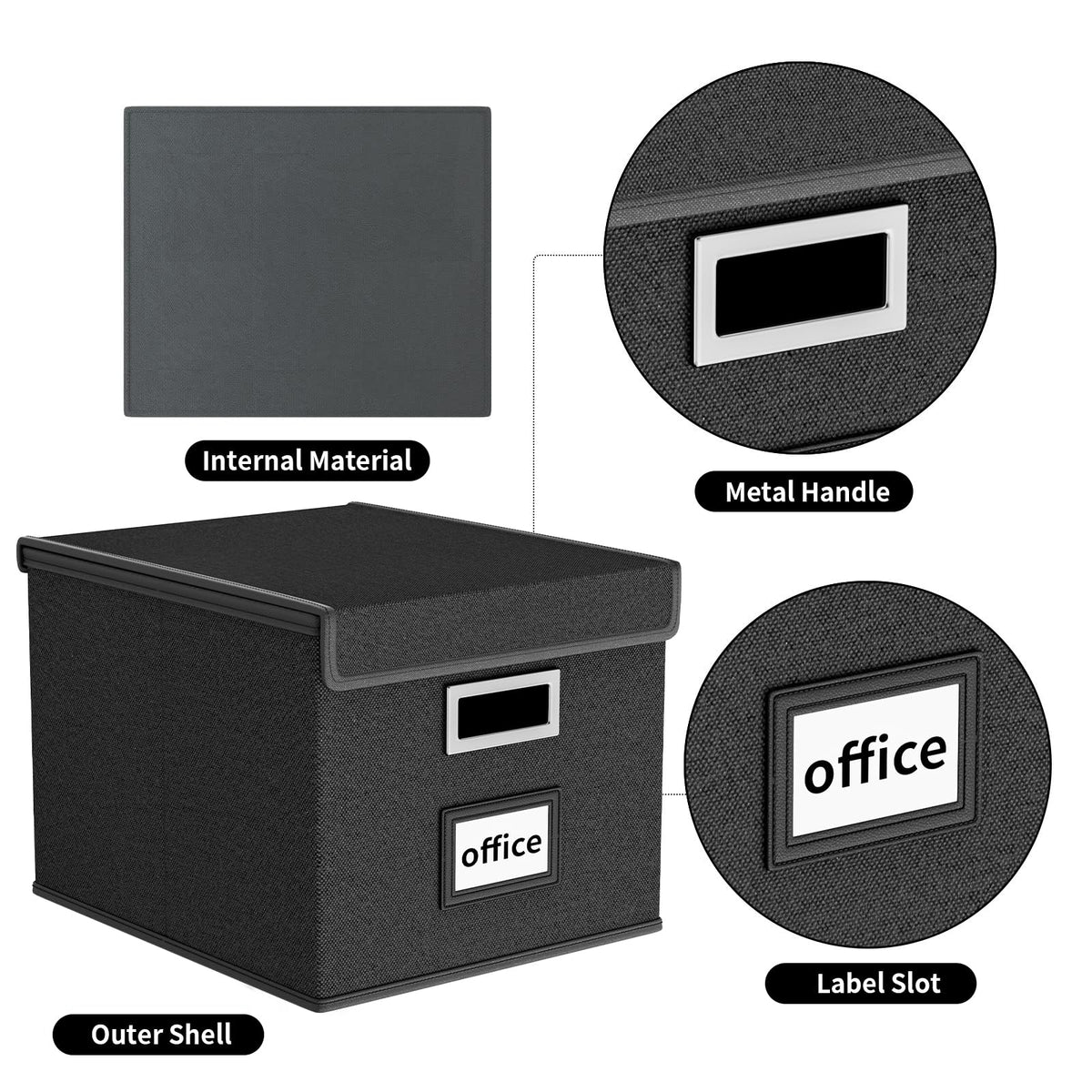 Huolewa File Organizer Box with Lids, Collapsible File Folder Organizer