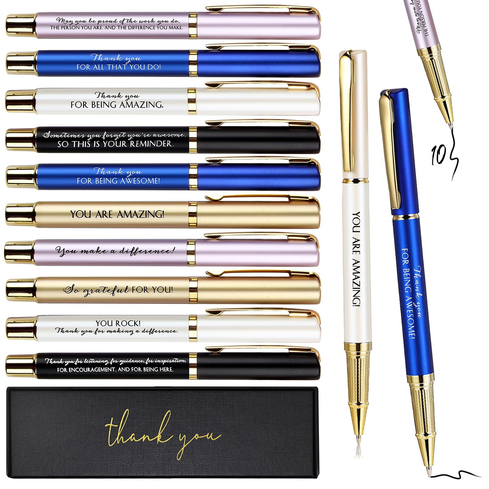 PerKoop 10 Sets Thank You Gifts, Appreciation Pens with Boxes for Men Women