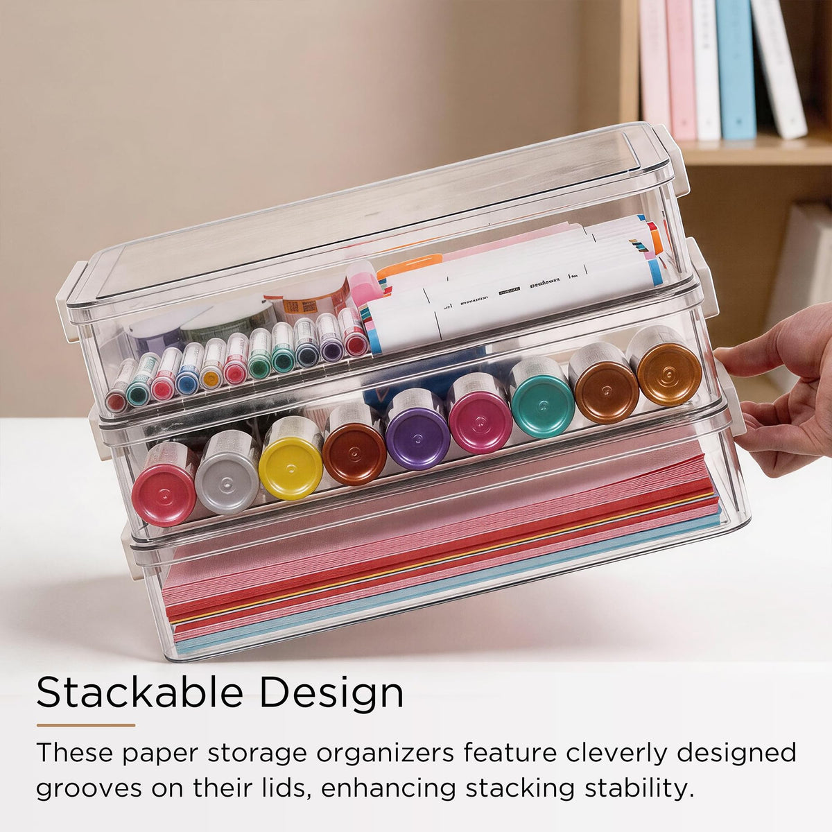 Citylife 3Packs 13''x9''Paper Storage Box with Lids, Art Supply Organizer