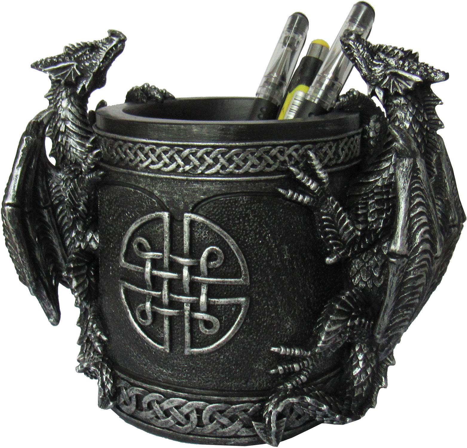 DWK - Literary Beasts - Twin Double Dragon Celtic Gothic Pen Pencil Desk Organizer Makeup Brush