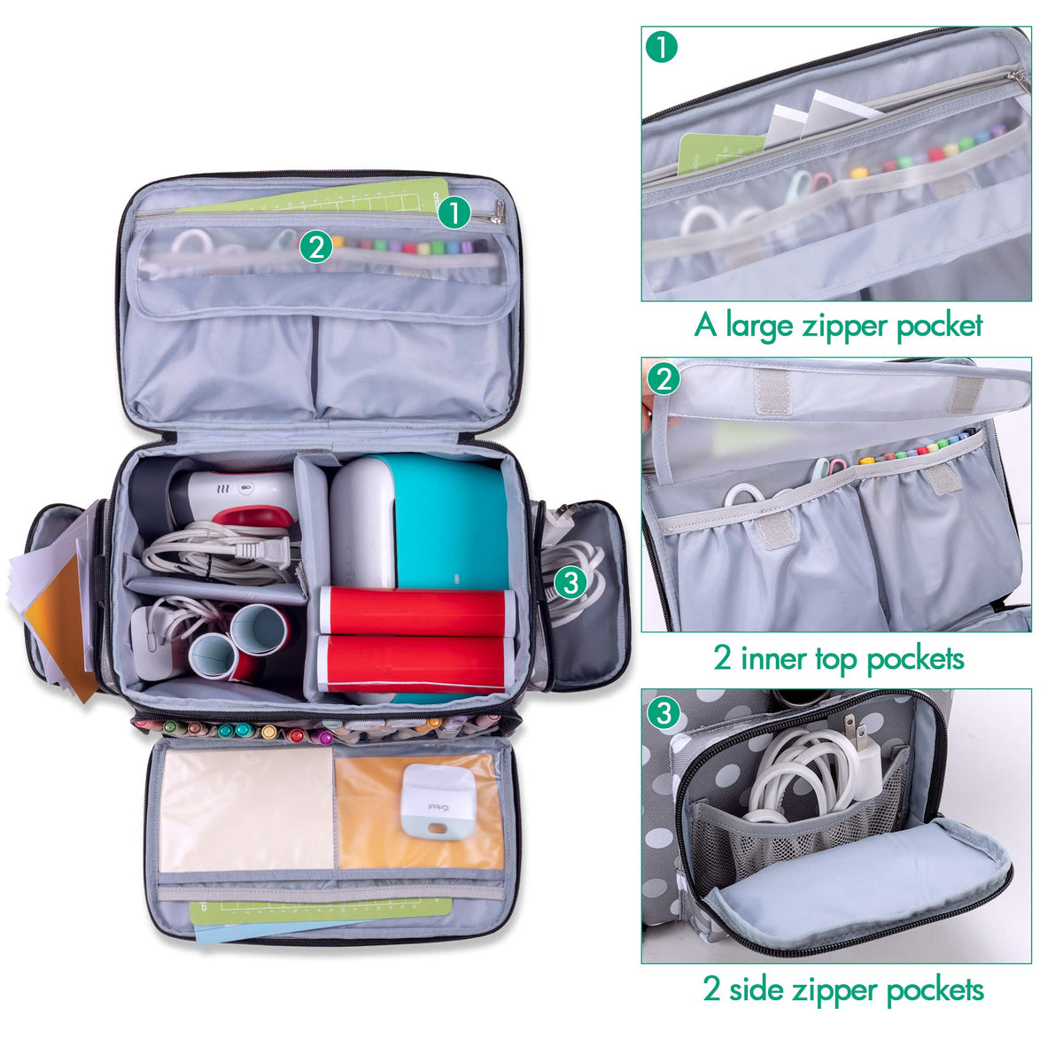 LUXJA Carrying Case Compatible with Cricut Joy&Easy Press Mini, Polka Dots