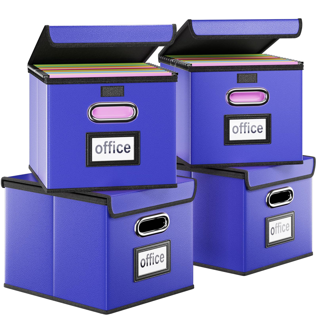 Huolewa File Organizer Box with Lids, Collapsible File Folder Organizer