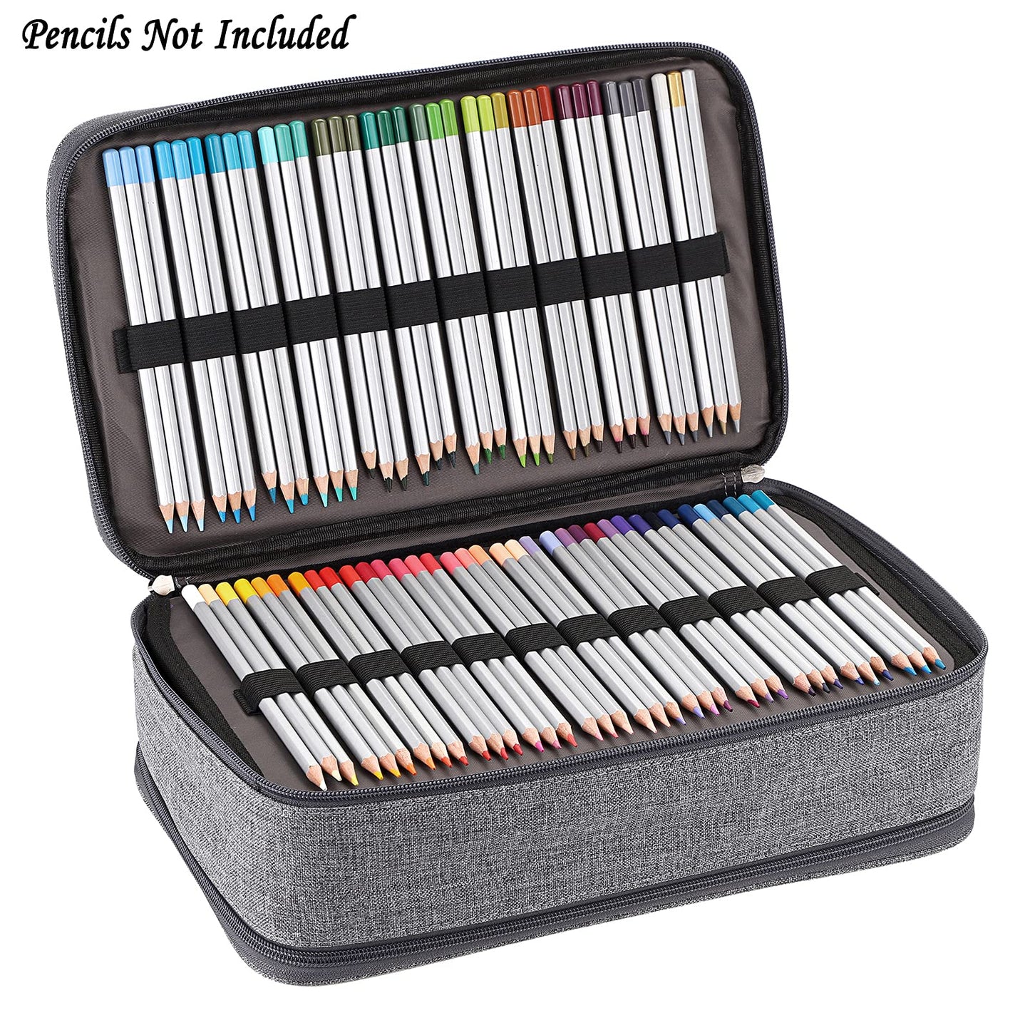 BTSKY Colored Pencil Case 360 Slots Pencil Bag Organizer High Capacity Holder with Double Zippers