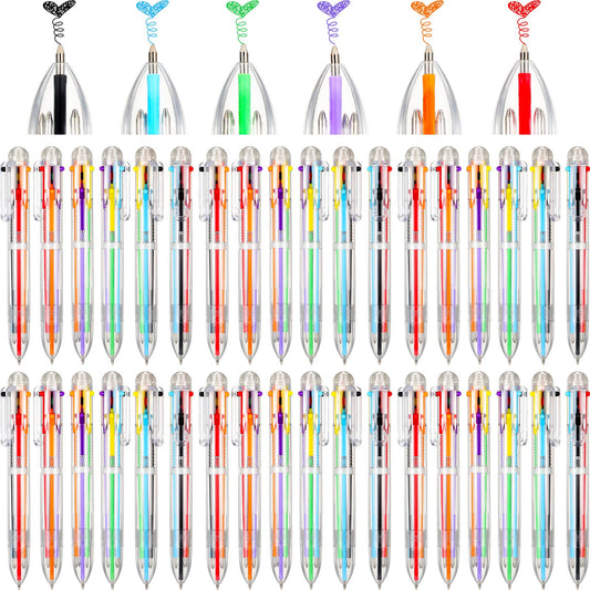 Handepo 60 Pcs 6 in 1 Multicolor Pens Bulk 0.5mm Retractable Rainbow