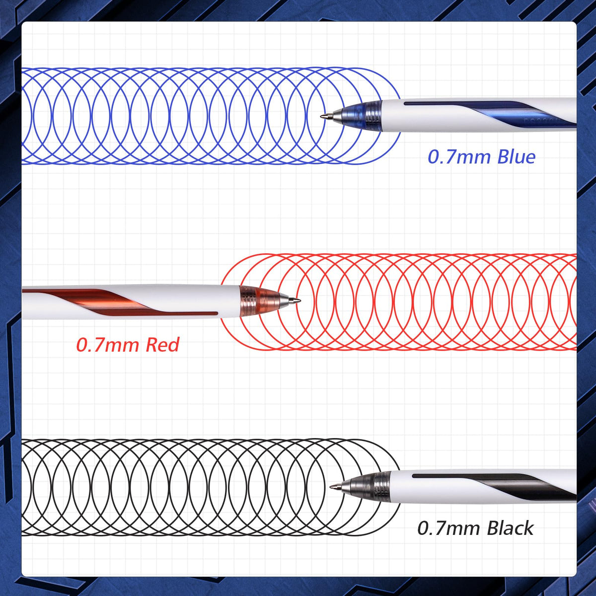 WRITECH Retractable Gel Ink Pens: Low Center of Gravity 0.7mm Medium Point Pen Multicolor with
