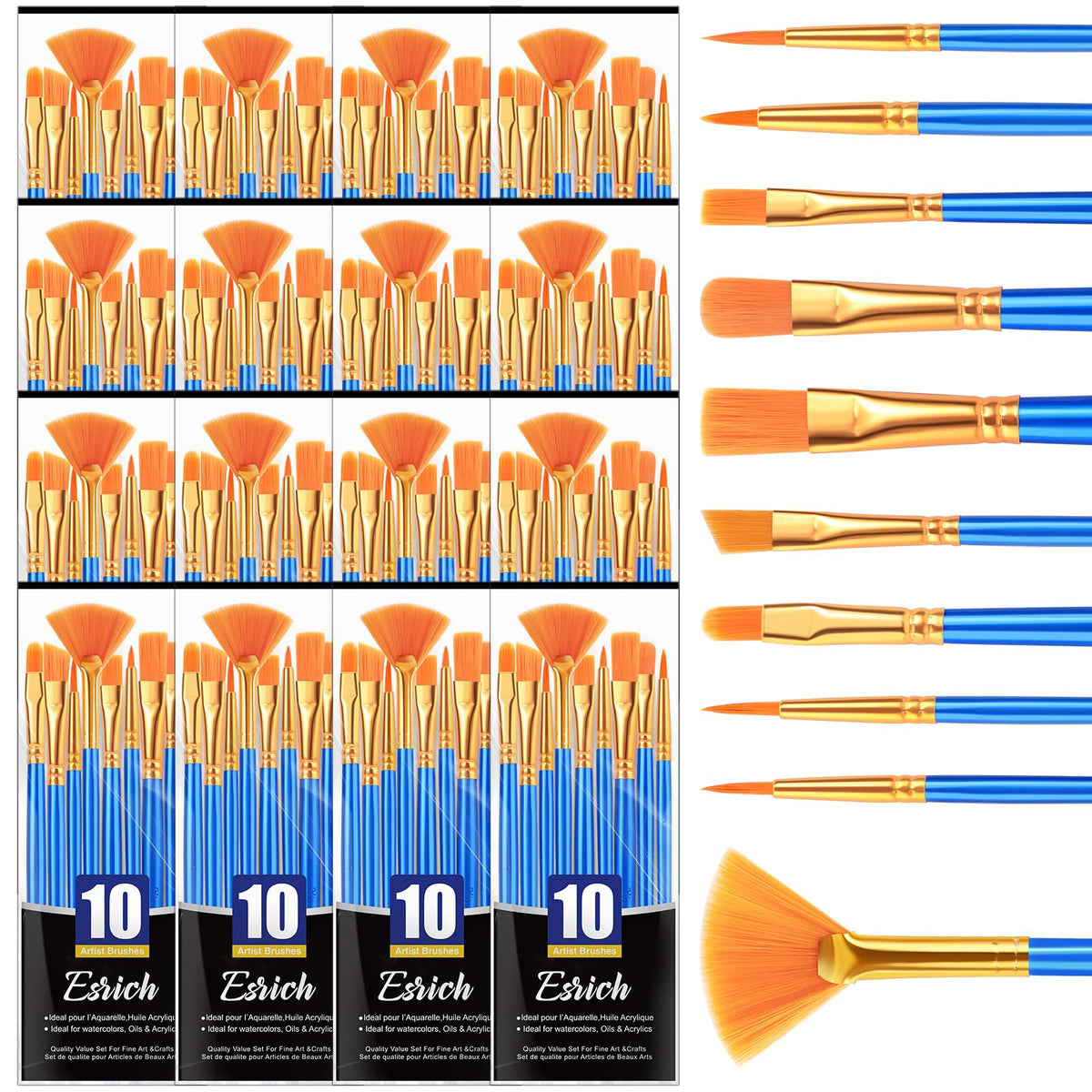 ESRICH 160PCS Paint Brushes, Paint Brush for Acrylic Painting