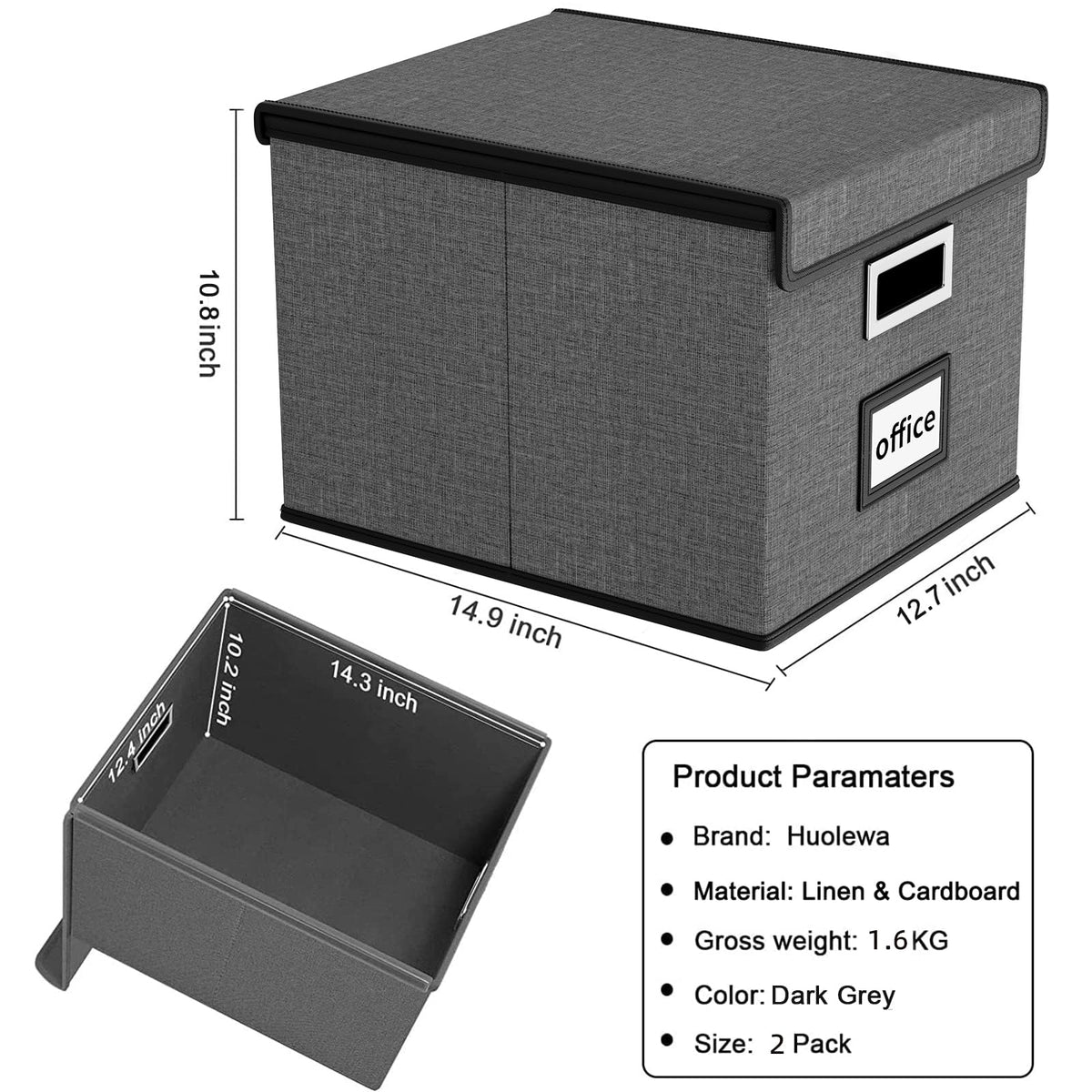 Huolewa File Organizer Box with Lids, Collapsible File Folder Organizer