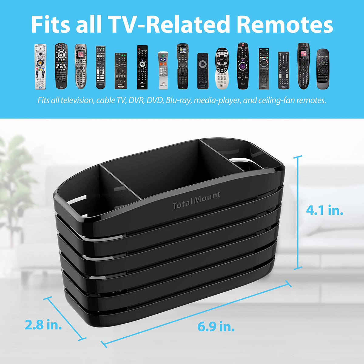 TotalMount Remote Control Holder – Premium Quality – Extra Stable – L Black