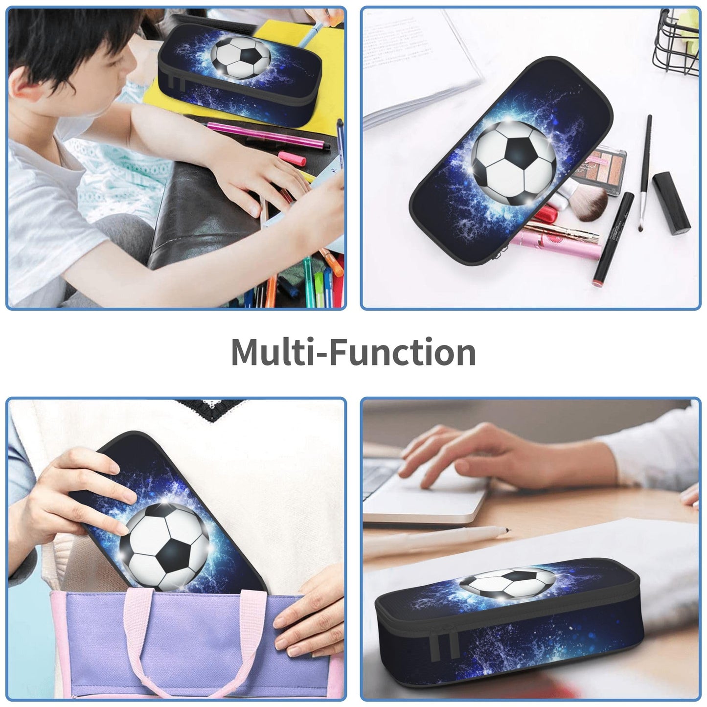 YIJIUWKIS Boys Pencil Pouch with Soccer Ball, Sports Pencil Case Pencil Box for Kids, Big Capacity