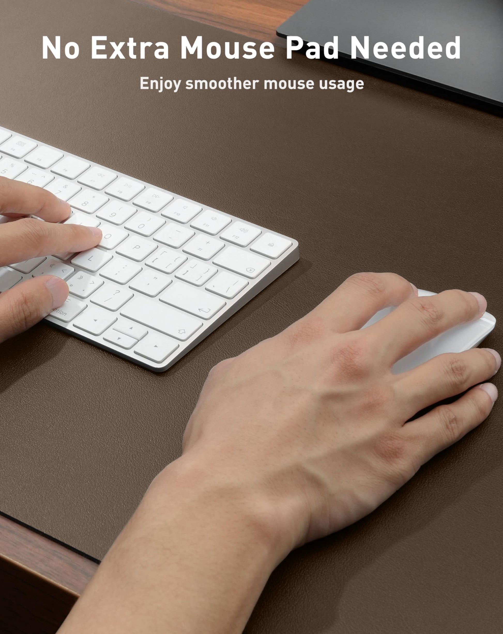 Aothia Faux Leather Desk Mat - Large Mouse Pad, Non-Slip PU Leather Blotter, Waterproof Writing
