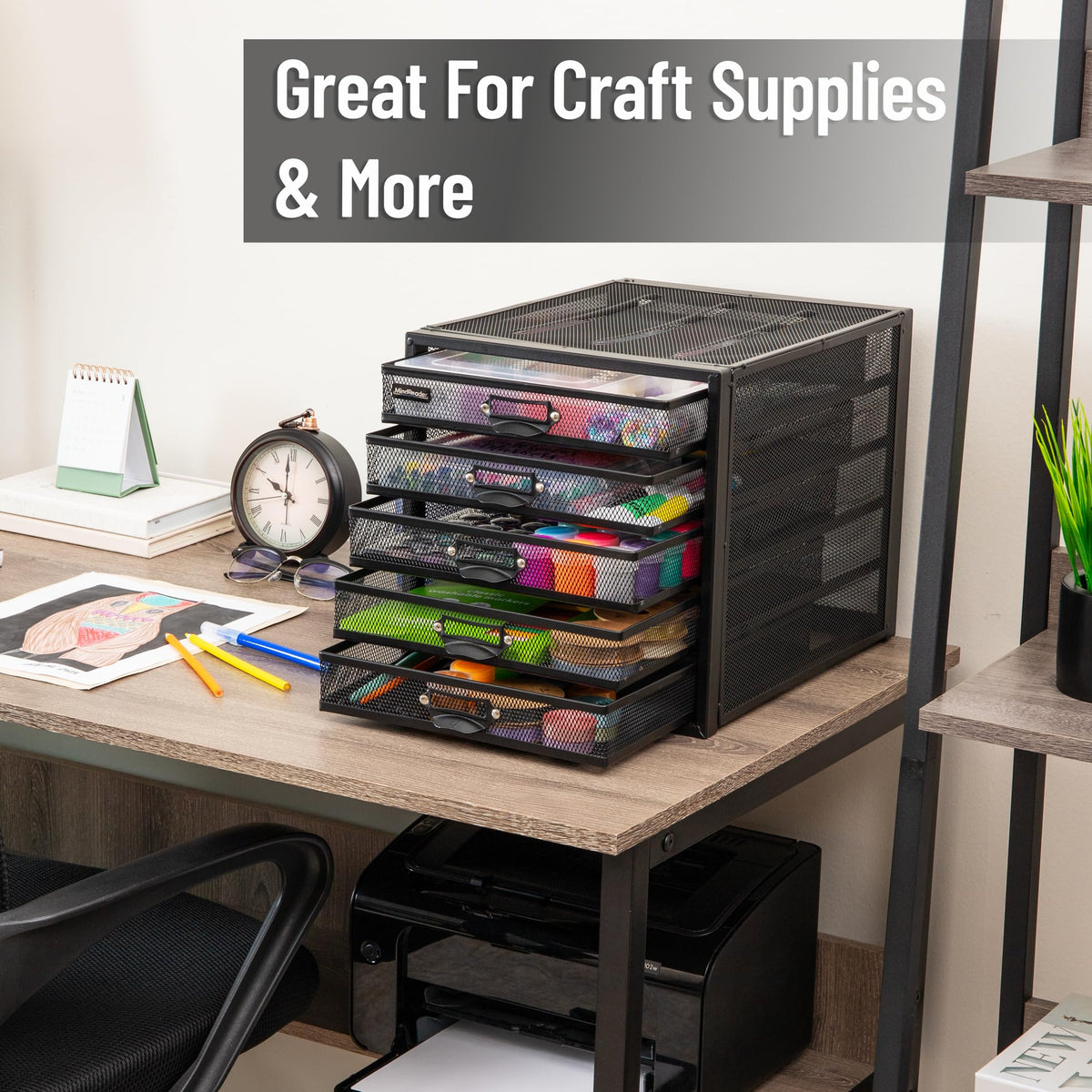 Mind Reader File Storage Drawers, Desk Organizer, Multi-Purpose, Crafts, Office, Metal, Black