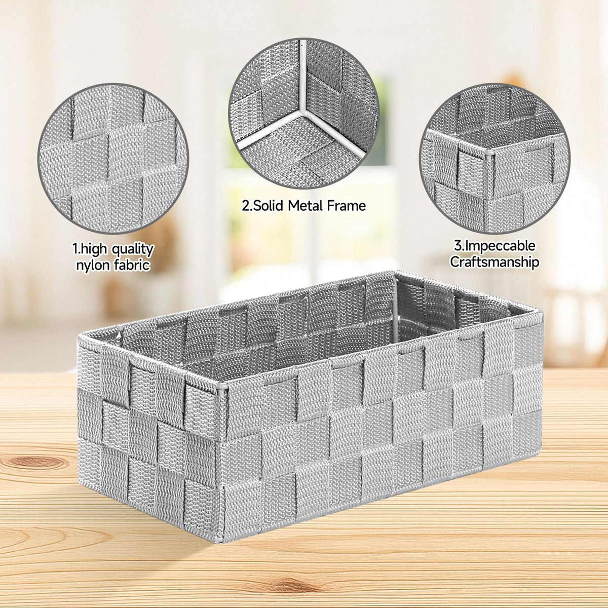 Posprica Small Baskets for Organizing(7 Set) Woven Storage for Shelves, Bathroom, Decorative Closet