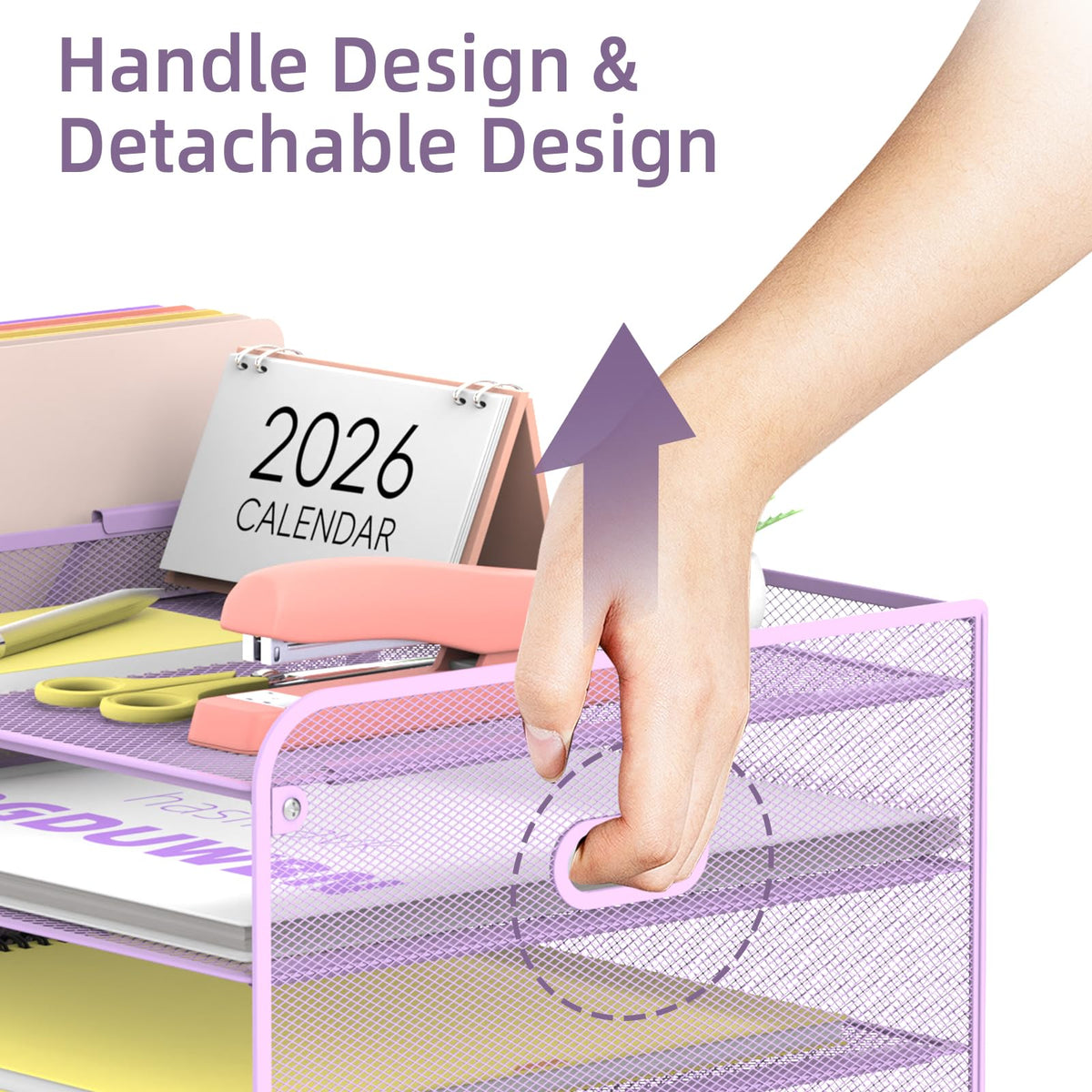 SUPEASY Mesh Desk Organizer with File Holder, 5-Tier Paper Letter Tray Organizer with Magazine