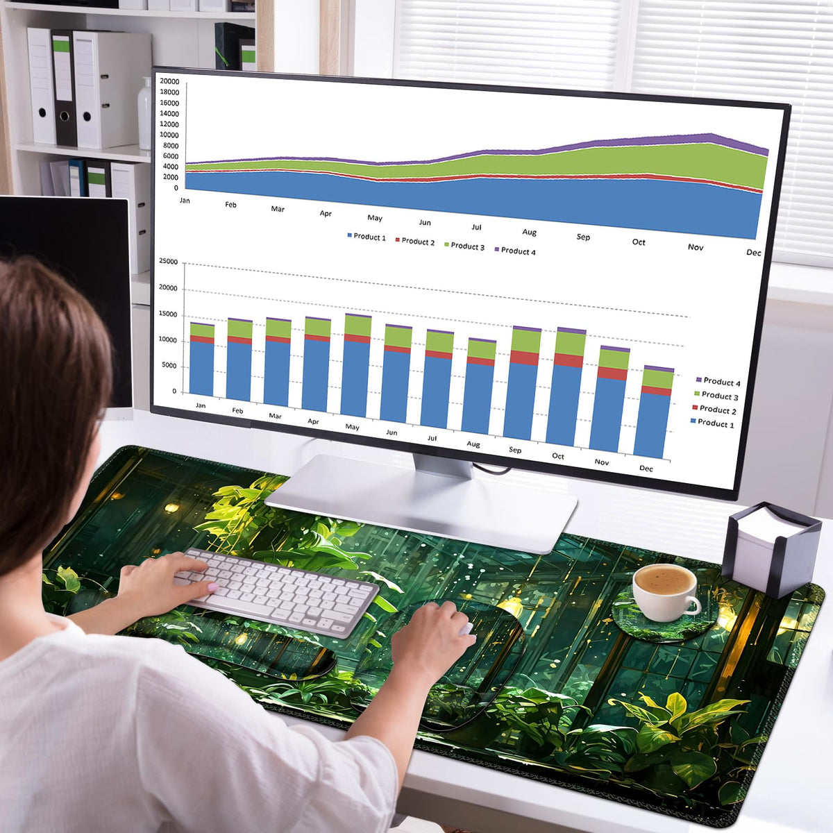 Large Mouse Pad with Wrist Support 4 in1 Set, XXL Big Game Mousepad + Keyboard Wrist Rest+Mouse