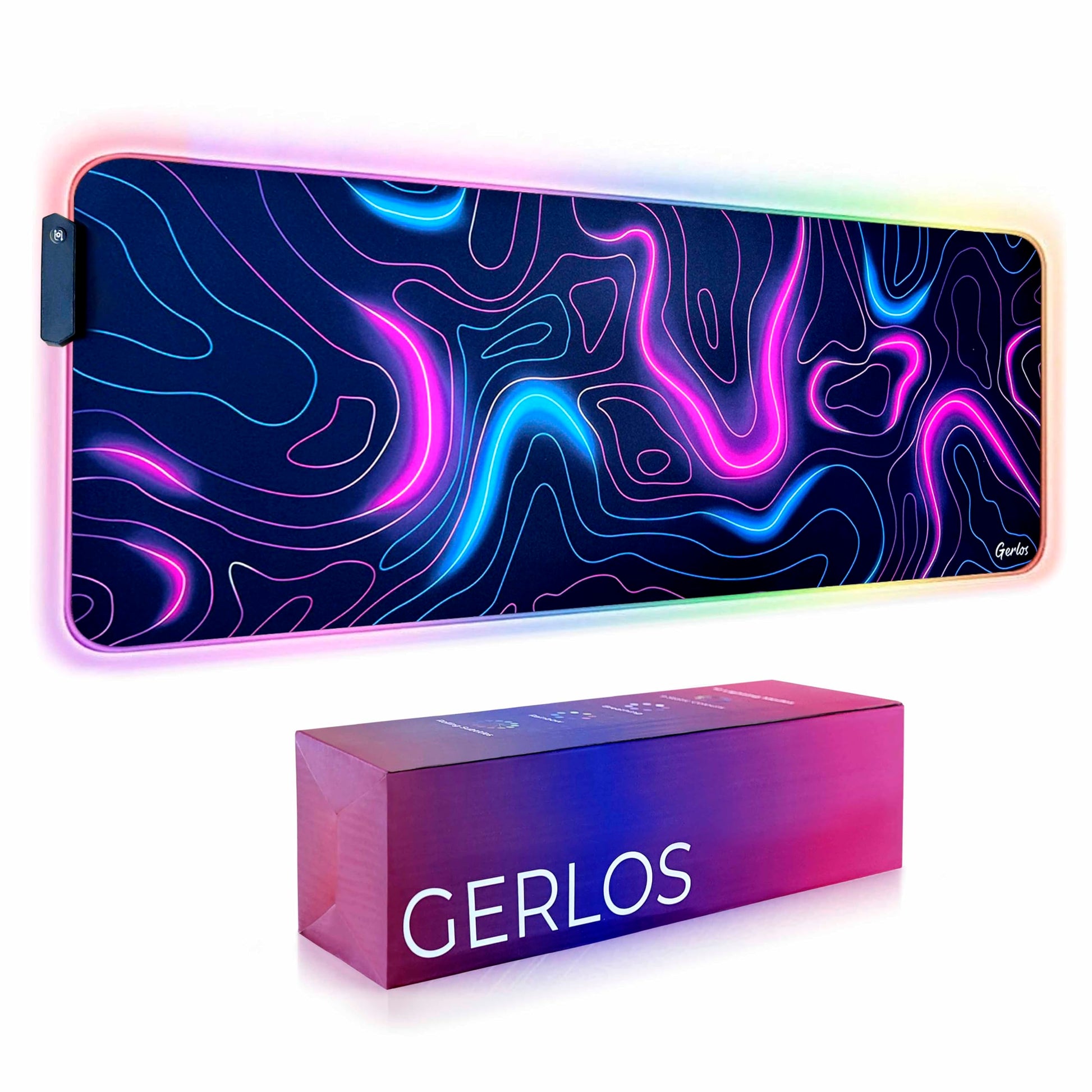 Gerlos RGB Gaming Mouse Pad, Large LED Desk Mat for Gamer, 31.5" x 11.8"