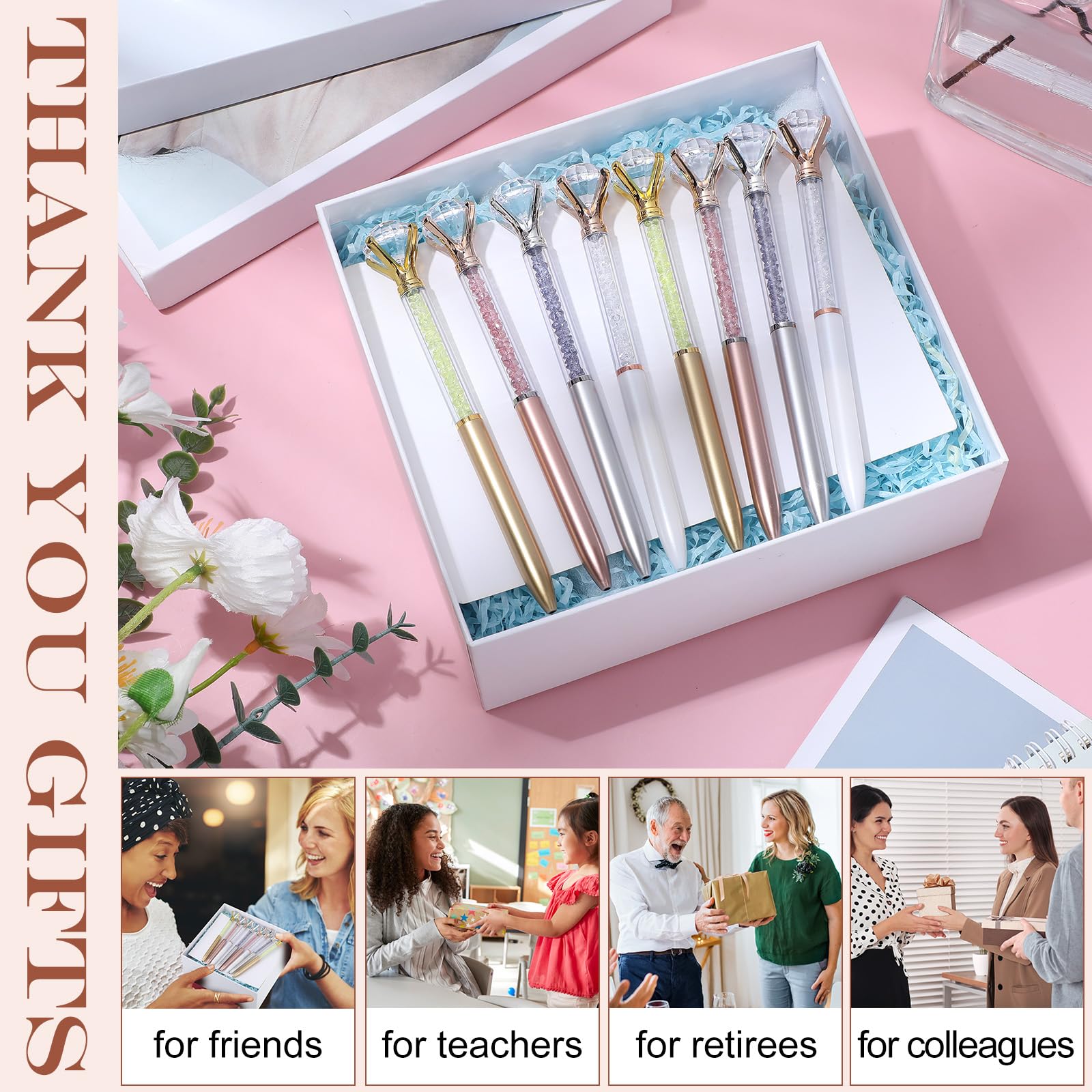 Sherr 100 Pack Crystal Diamond Pens Jewel pen Bulk, Classic, Glitter
