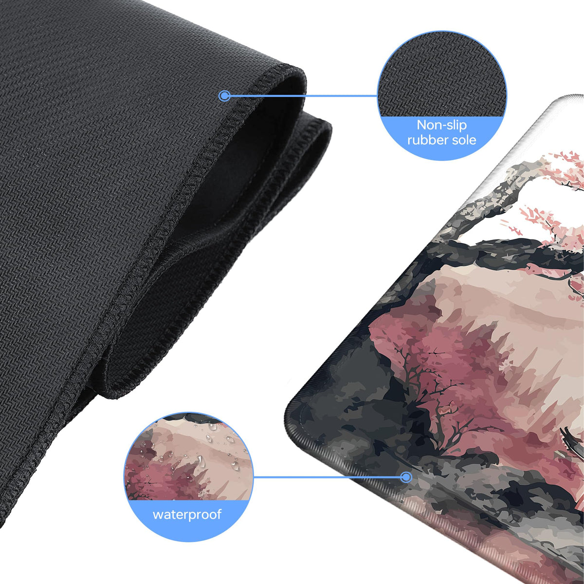 Japanese Cherry Blossom Large Gaming Mouse Pad,Mouse Pad Gaming for Desk 31.5 x 11.8 in Mouse Mat