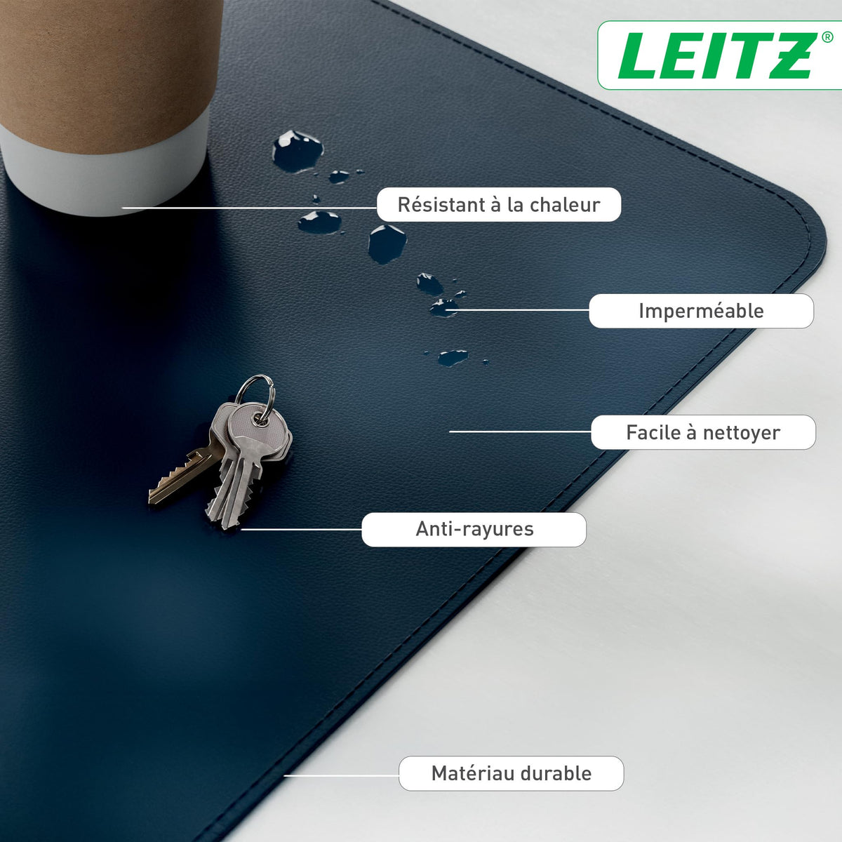 Leitz Large Desk Pad: Waterproof Non-Slip Desk Pad, Keyboard Mouse Pad for Office or Home Durable
