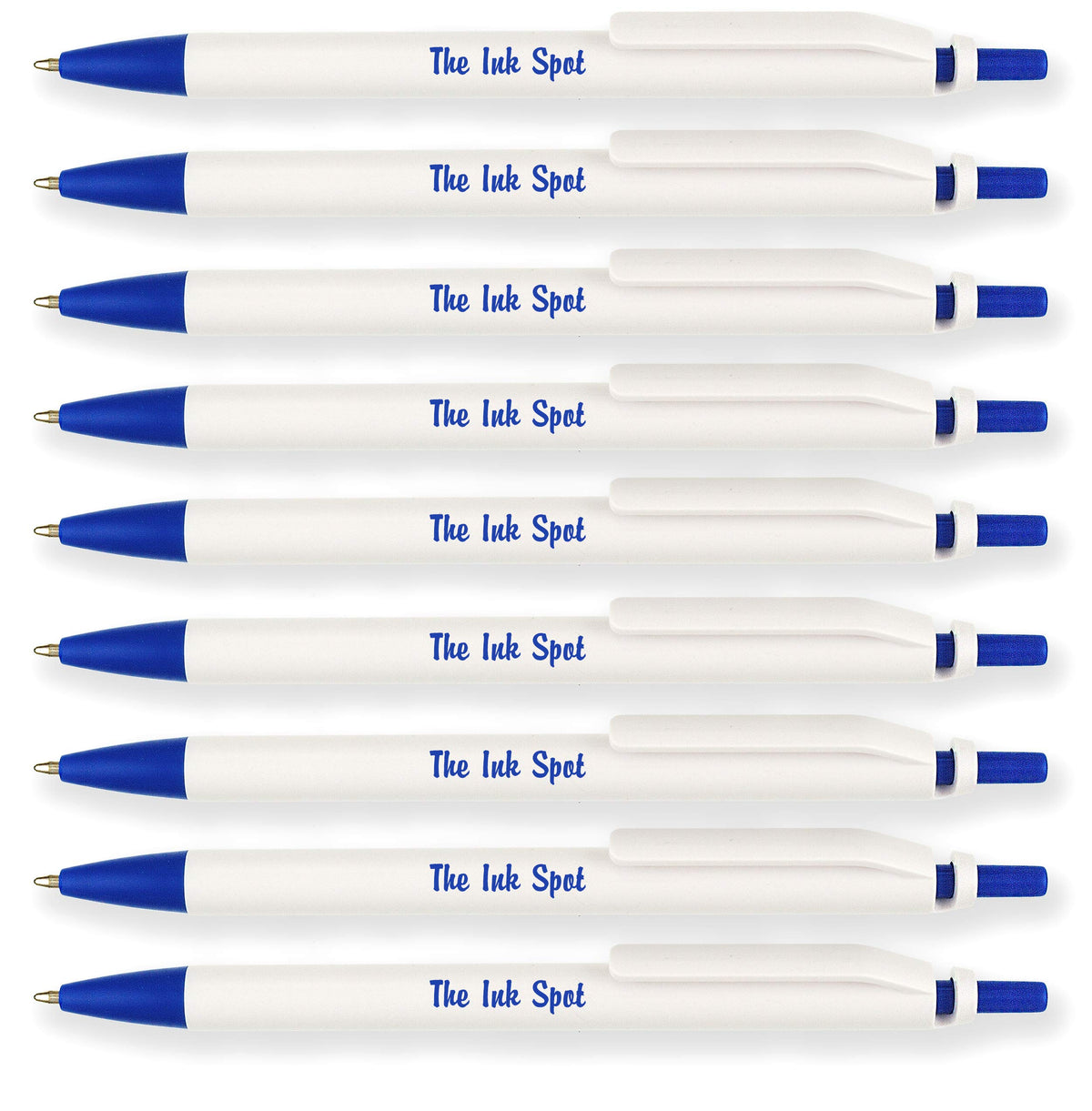 100 Excel Classic Click Personalized Custom Printed Pens - Blue Trim