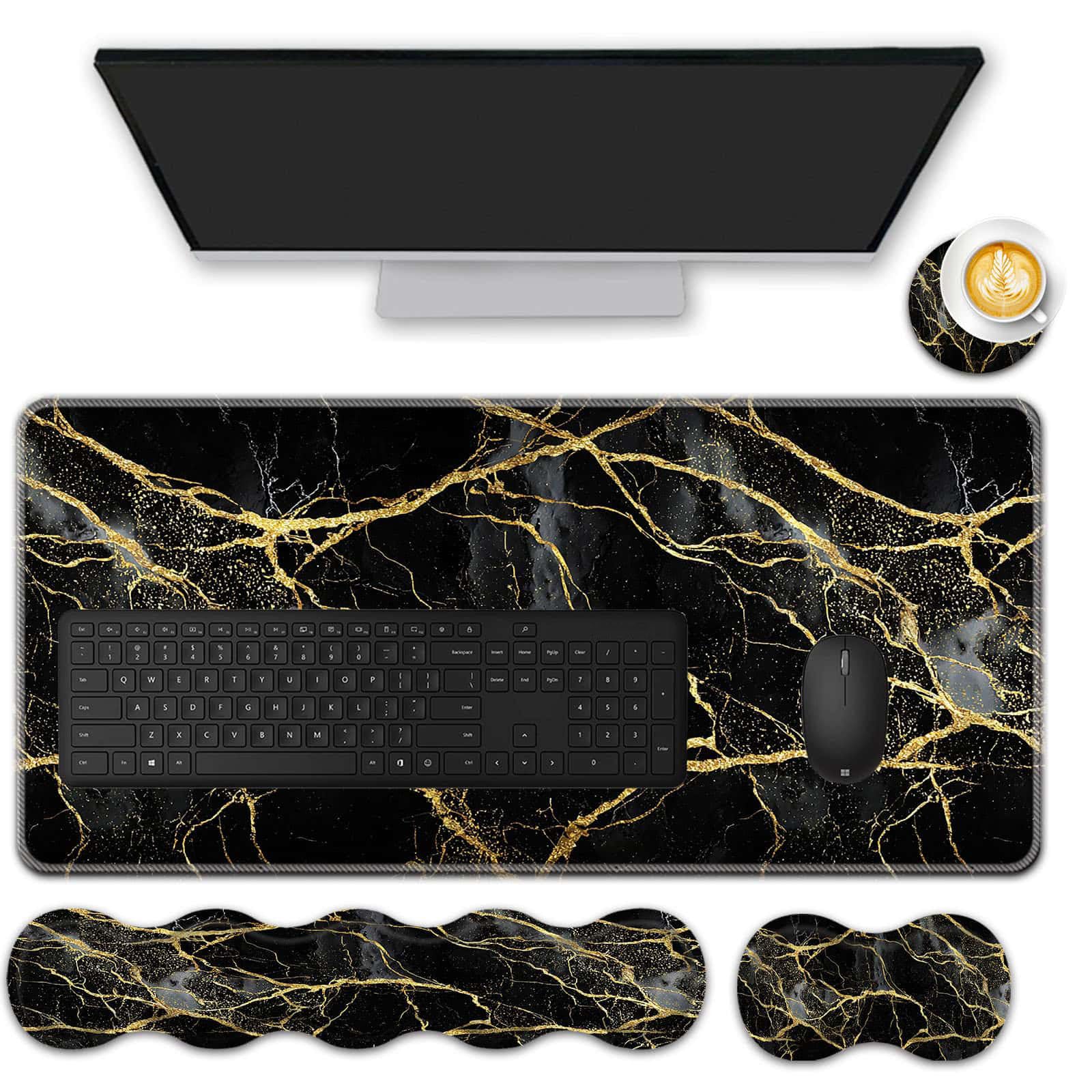 FGDRFGRW Mouse Pad Set,(31.5×11.8 in) Desk Pad + Keyboard Wrist Rest Support + Mouse Wrist Rest +