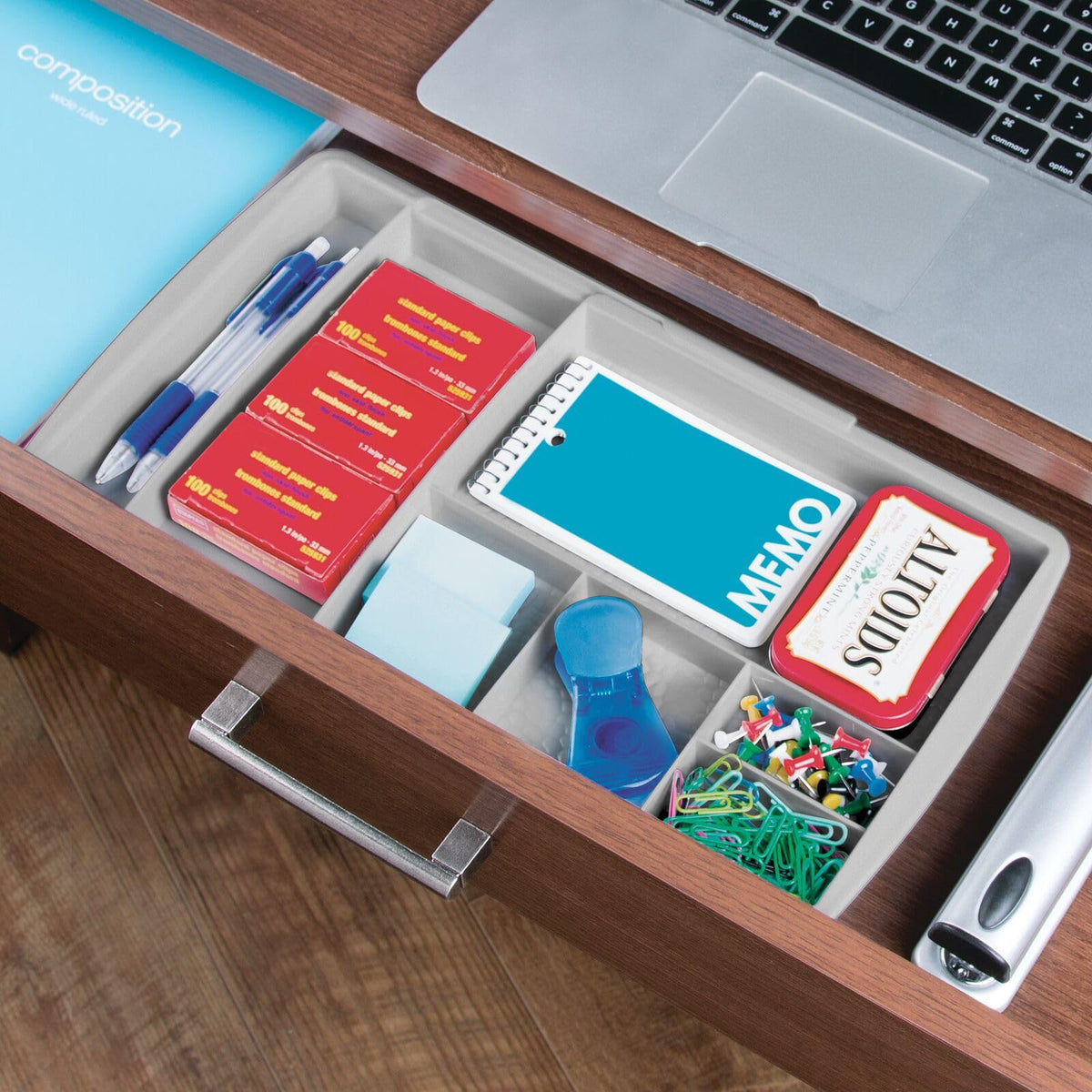 mDesign Expandable Plastic Drawer Organizer and Storage Container for Office Supplies - Gel Pen