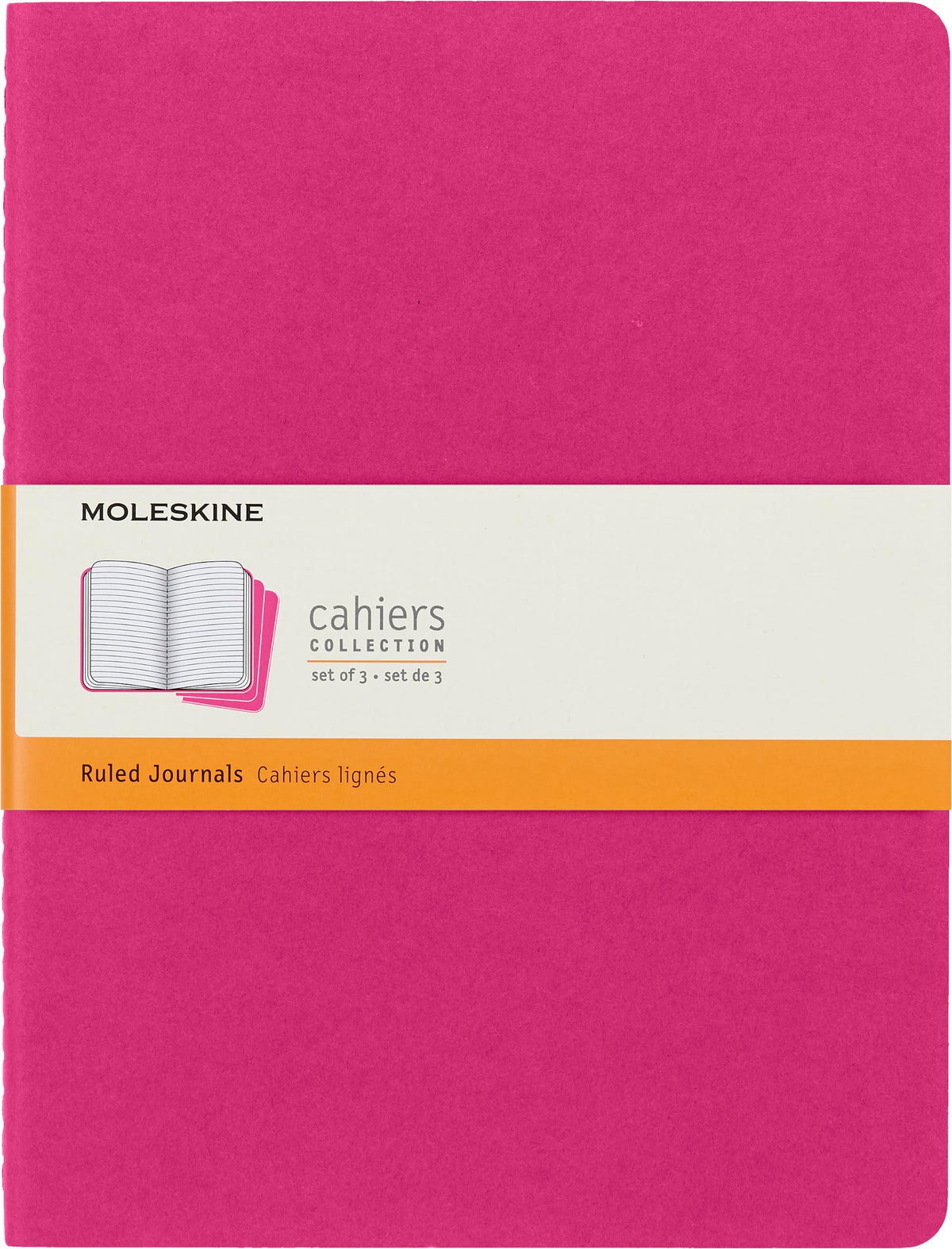 Moleskine Cahier Journal, Soft Cover, Large (5" x 8.25") Ruled/Lined, Black, 80 Pages (Set of 3)