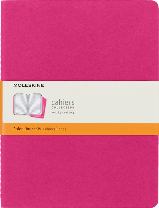 Moleskine Cahier Journal, Soft Cover, Large (5" x 8.25") Ruled/Lined, Black, 80 Pages (Set of 3)