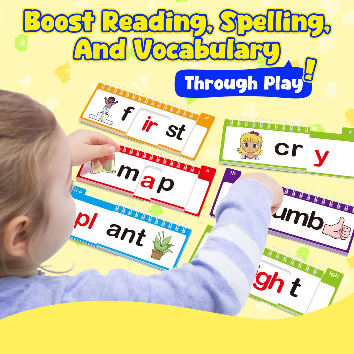 40 Read and Rhyme Flip Books,53 Phonics Word Family Build Book Learn to Read Phonics Flash