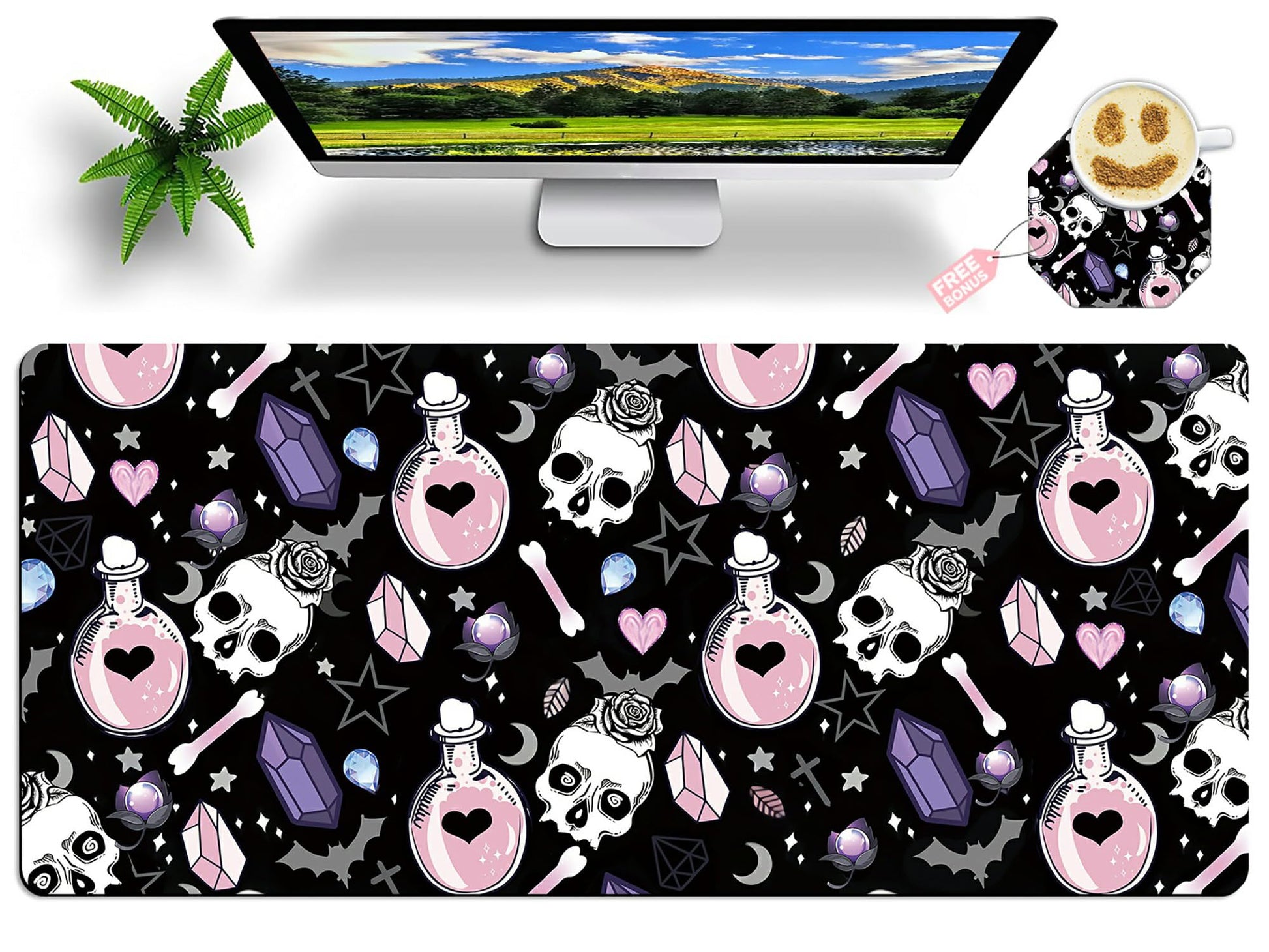 XXL Extended Mouse Pad with Coaster 31.5 x 11.8 Full Desk Mousepad Stitched Edges Pad Extended