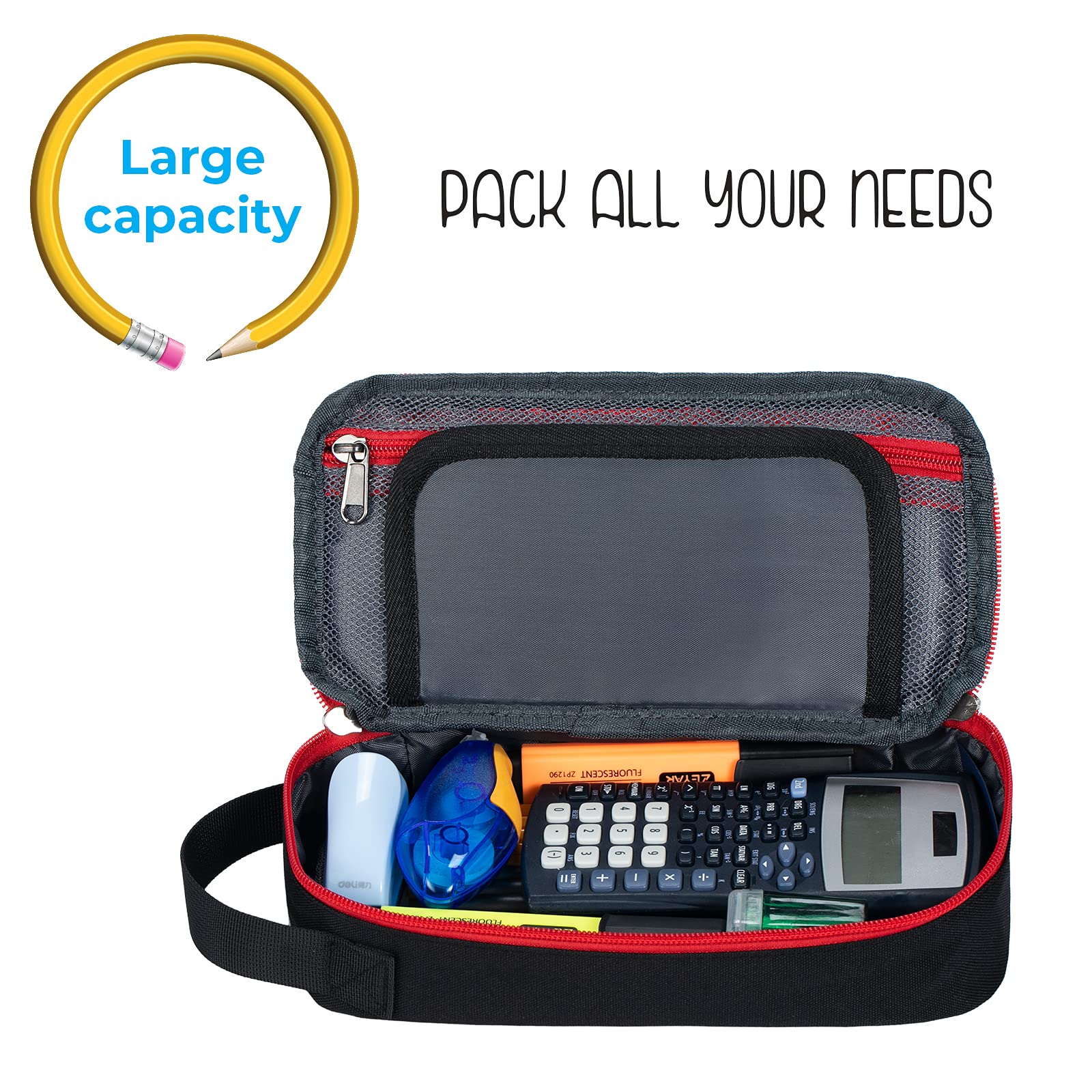 ECHSRT Large Pencil Case, Aesthetic Pen Pouch with Big Capacity, Minimalist Portable Stationery Bag