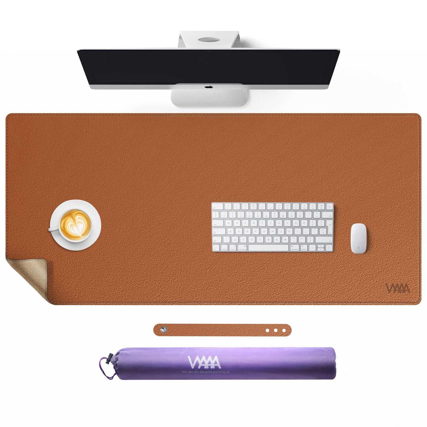 Vyaaa Cork & Leather Desk Pad, 43" x 20" Dual Sided Large Desk Mat, Large Mouse Pad on Top of Desks