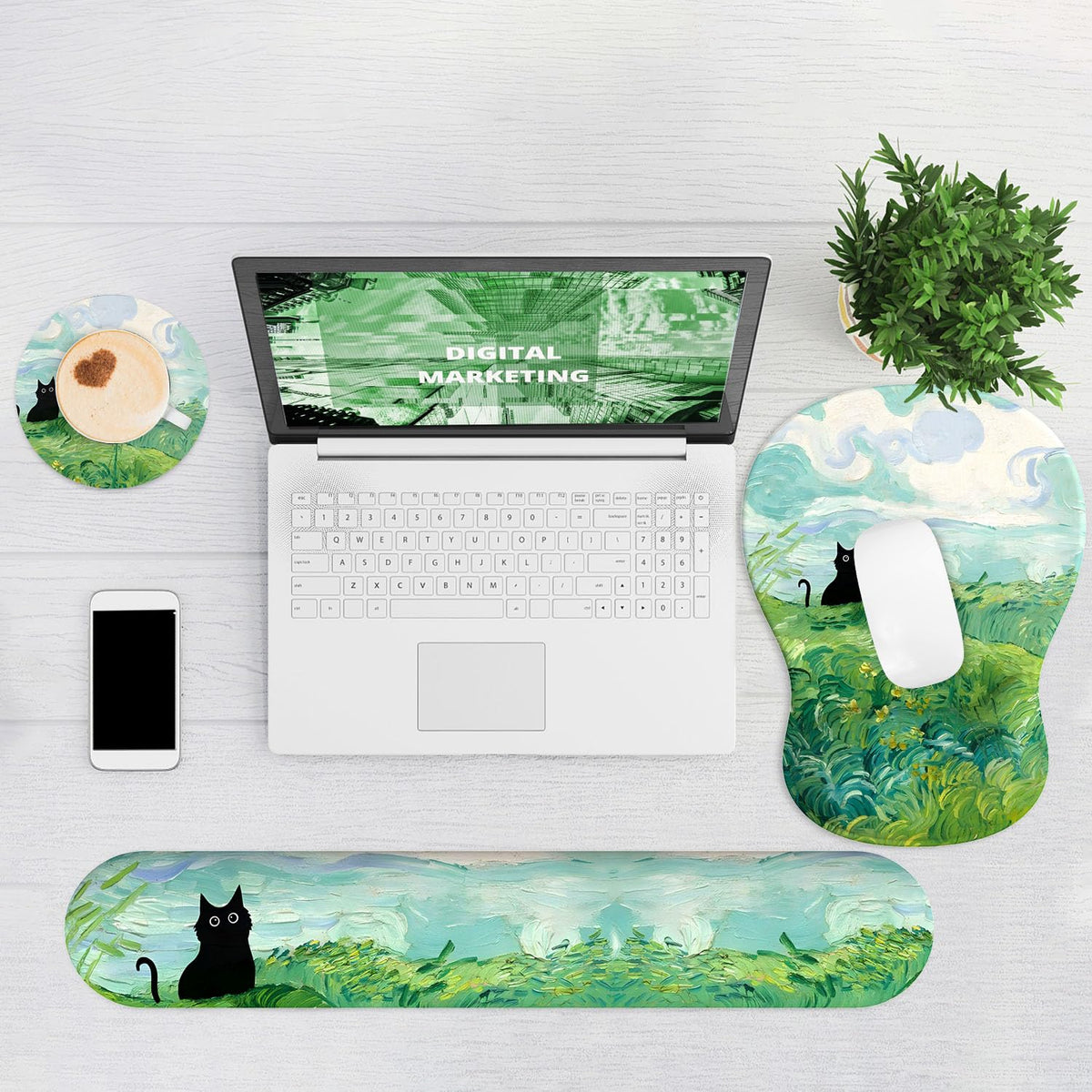 Ergonomic Mouse Pad with Wrist Rest and Keyboard Wrist Rest, Gel Mousepad