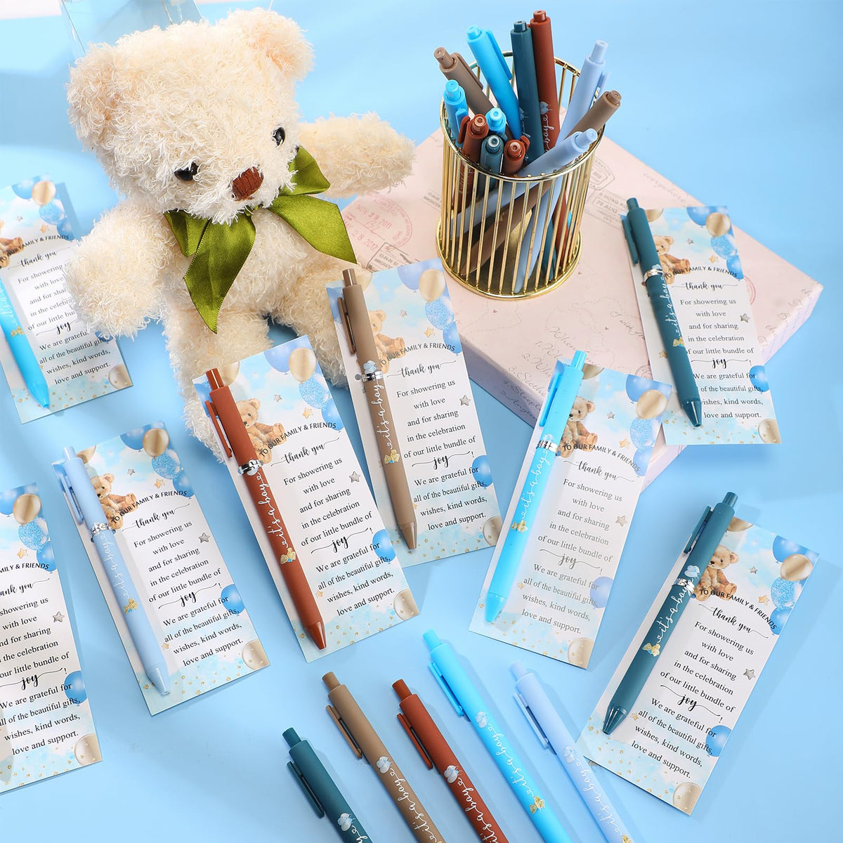 Engrowtic 50 Set Baby Shower Gifts Pens for Guests Bulk Baby Shower Party Favors Retractable