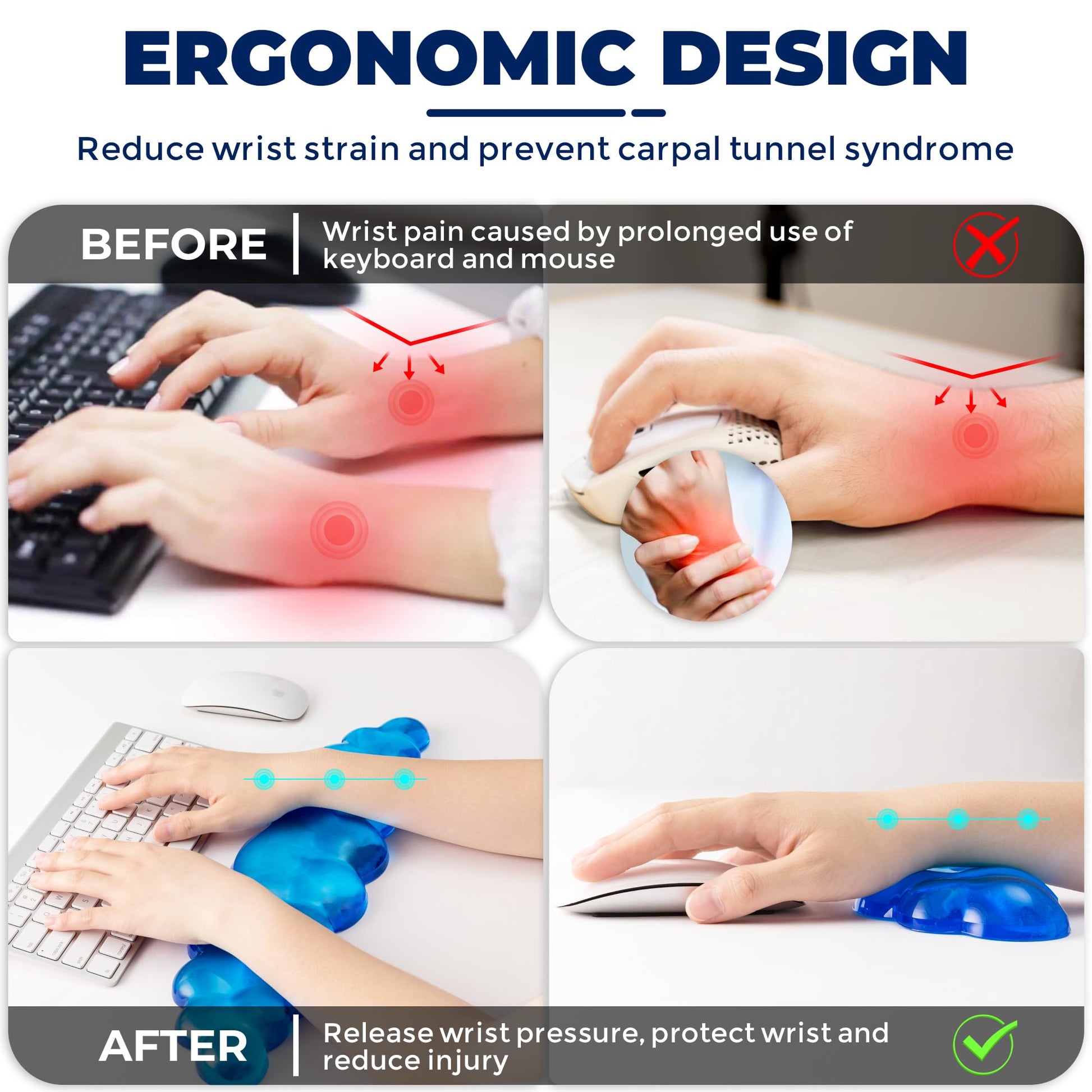 ABRONDA Gel Cloud Keyboard & Mouse Wrist Rest Set - Cloud Keyboard Wrist Rest Pad & Mouse Support