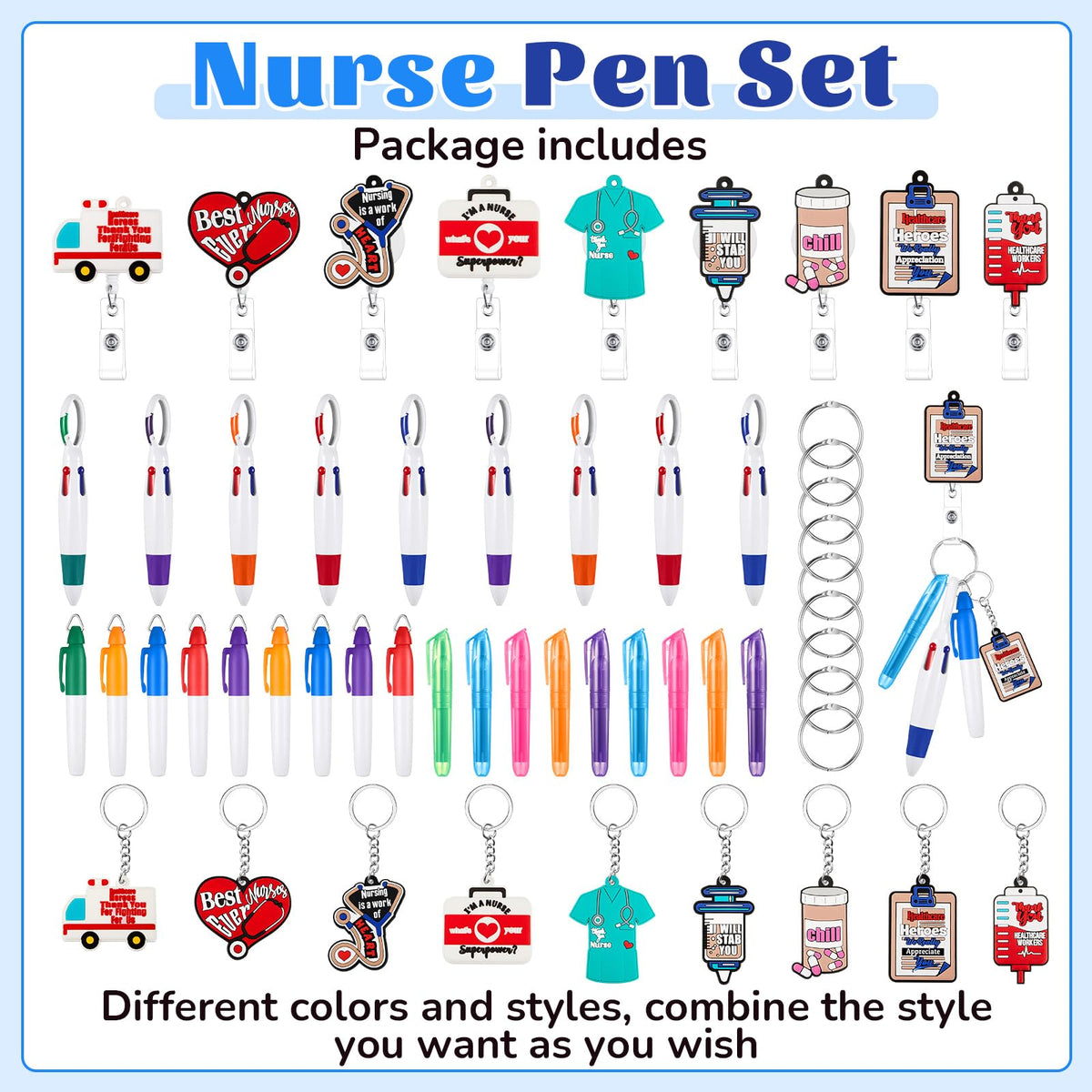 Henoyso Nurse Badge Reel Bulk,54 Pcs,Novel