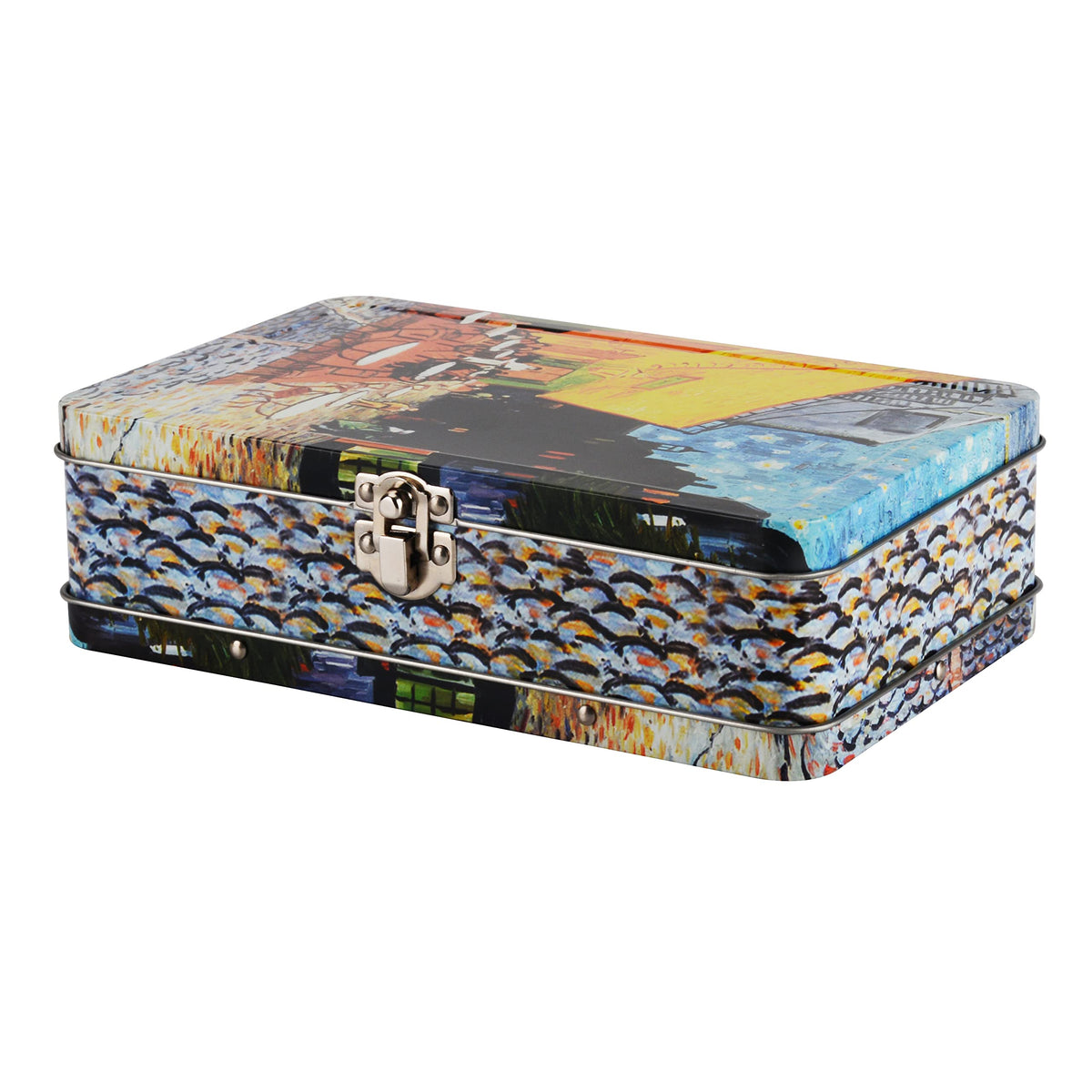 DAHO Metal Storage Box with Hinge for Office, School, Home, Makeup, Arts & Crafts and Accessories