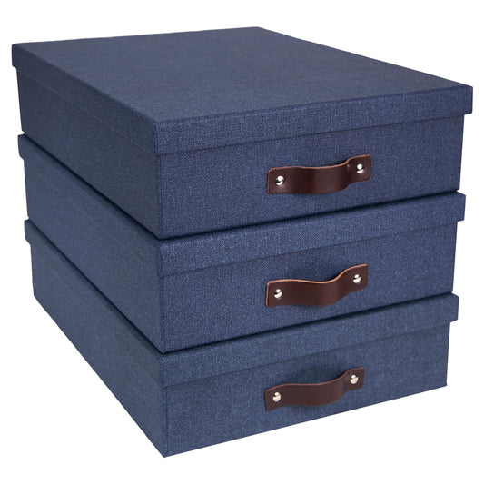 Bigso Oskar Canvas Fiberboard Document Letter Box - File Organizer Box for Important Paperwork