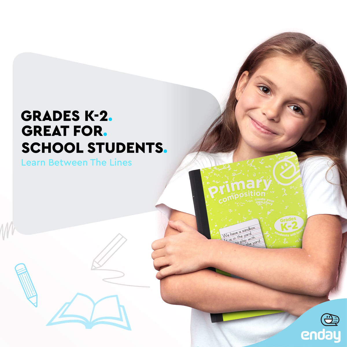 Enday Primary Composition Notebook K-2, Primary Ruled Composition Book, Primary Composition