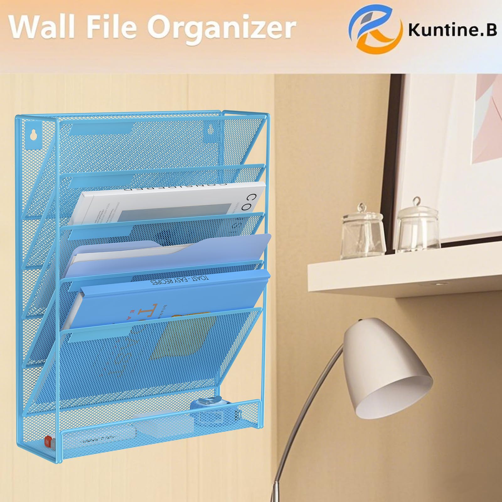 Kuntine.B Wall File Organizer Office Hanging Magazine Holder Wall File Organizer for Office Home