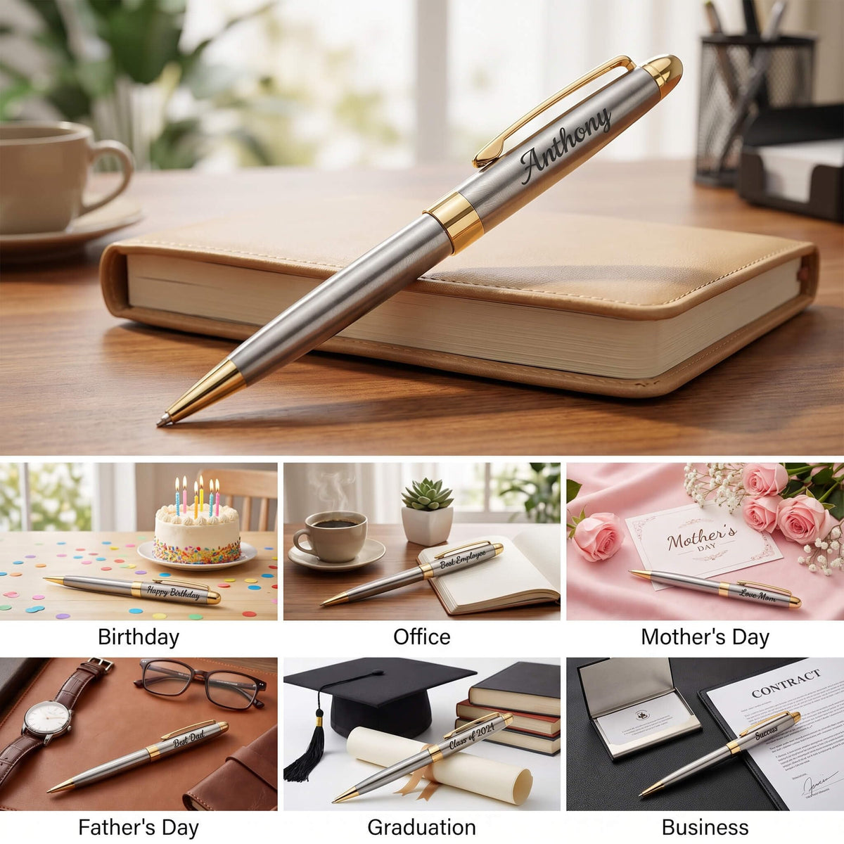 Personalized Luxury Ballpoint Pen Writing Set-Stainless Steel Gift pens