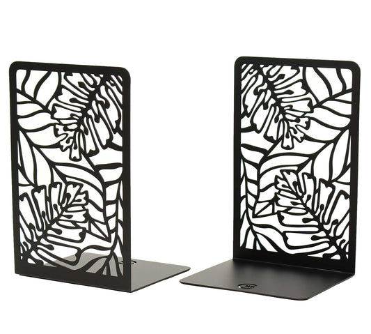 CNK Premium Metal Book Ends - Heavy Duty Book Stoppers for Home Office - Black