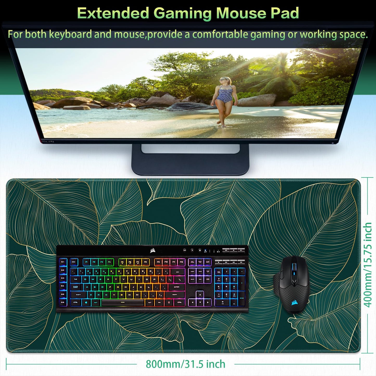 Canjoy Gaming Mouse Pad, 31.5x15.7in Large Mouse Pads for Desk Keyboard Pad