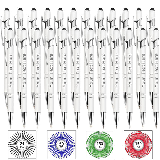 Hapelf Up to 500 Bulk Personalized Pens Custom Engraved Ballpoint Pen with Stylus Tip Retractable