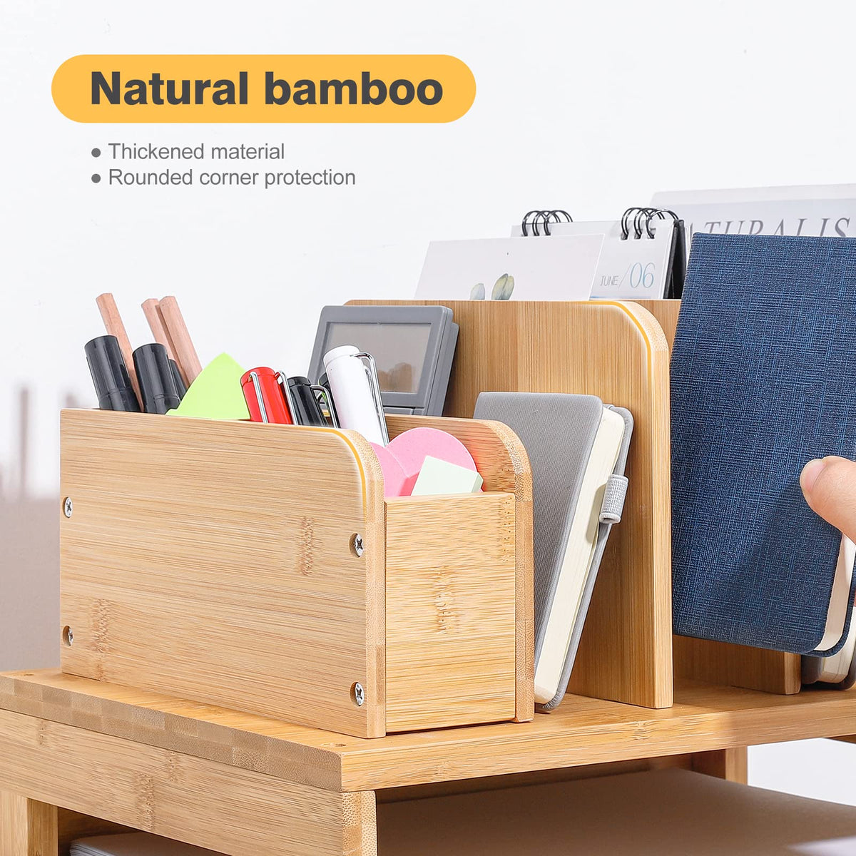 Homde Desk Organizer with File Holder: 3-Tier Bamboo Organization for Desks