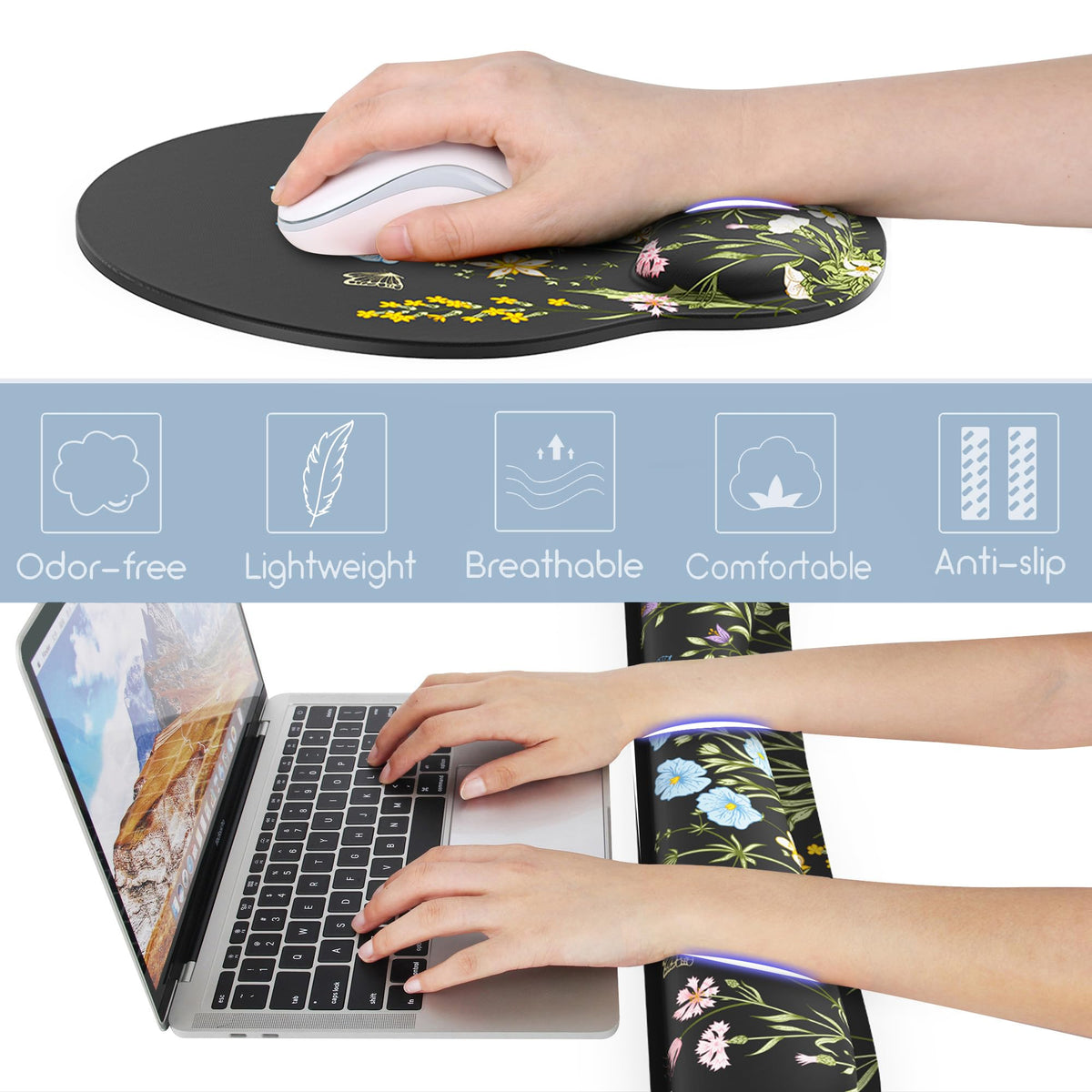 Ergonomic Mouse Pad with Wrist Rest and Keyboard Wrist Rest, Mousepad