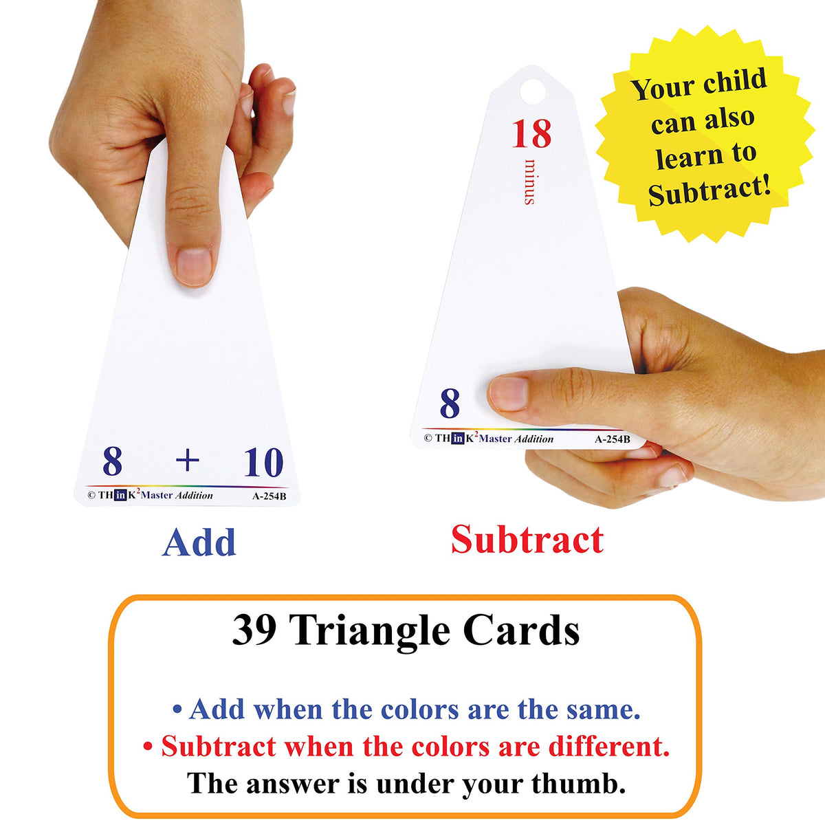 Think2Master Premium Laminated Multiplication Division Addition & Subtraction Triangle Flash Cards