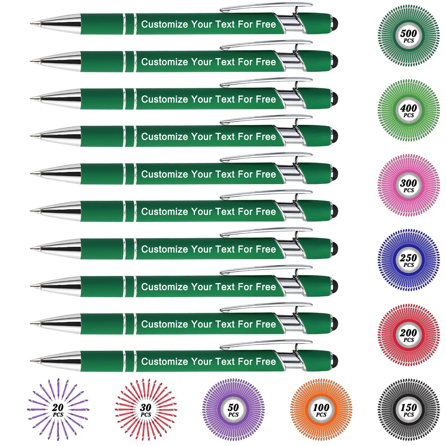 Max 500 Pcs Personalized Pens Bulk, Custom Pens with Free Engraving, Customized Stylus Tip